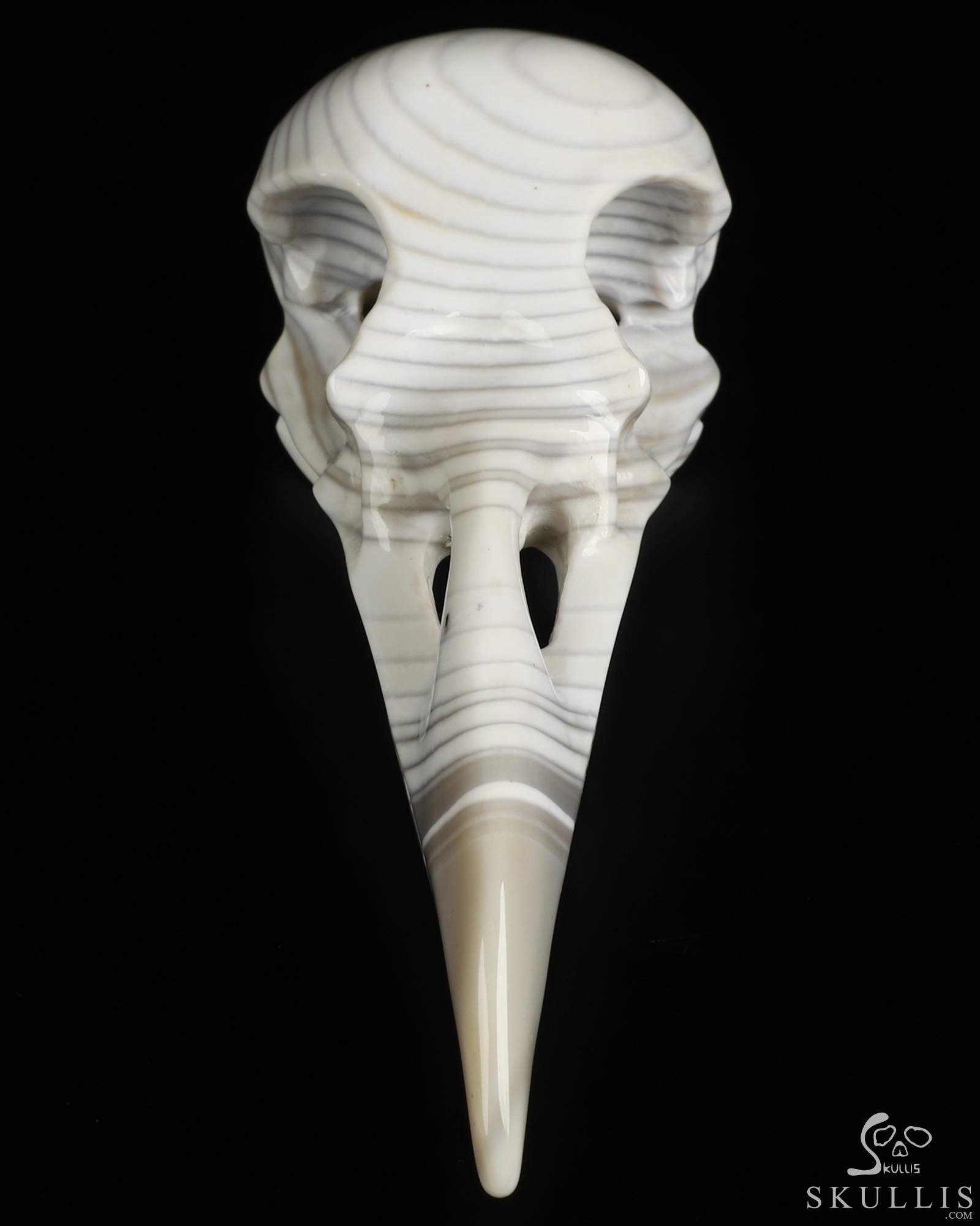 5.1" Banded Agate Hand Carved Raven Crystal Skull Sculpture, Crystal Healing 5.1" Banded Agate Hand Carved Raven Crystal Skull Sculpture, Crystal Healing