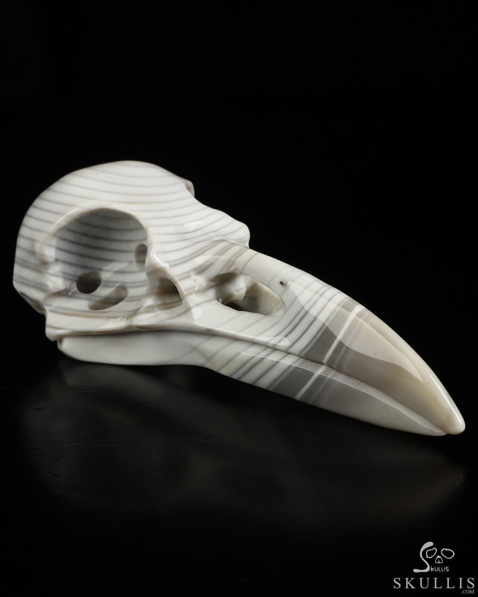 5.1" Banded Agate Hand Carved Raven Crystal Skull Sculpture, Crystal Healing 5.1" Banded Agate Hand Carved Raven Crystal Skull Sculpture, Crystal Healing