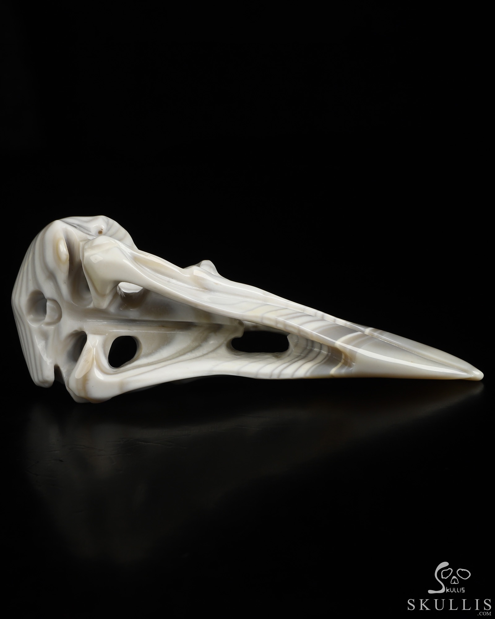 5.1" Banded Agate Hand Carved Raven Crystal Skull Sculpture, Crystal Healing 5.1" Banded Agate Hand Carved Raven Crystal Skull Sculpture, Crystal Healing