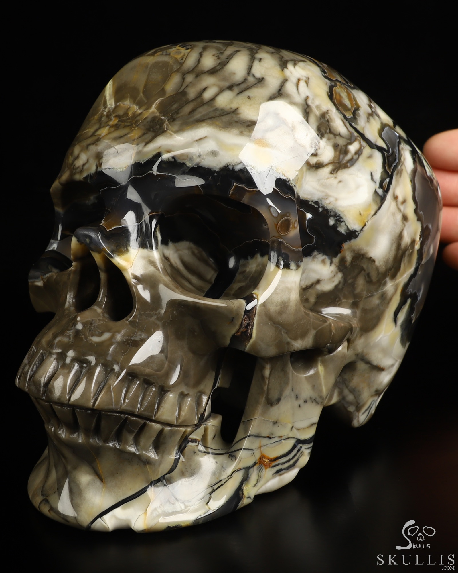 Lifesized 6.8" Volcano Agate Hand Carved Crystal Skull, Super Realistic, Crystal Healing Lifesized 6.8" Volcano Agate Hand Carved Crystal Skull, Super Realistic, Crystal Healing