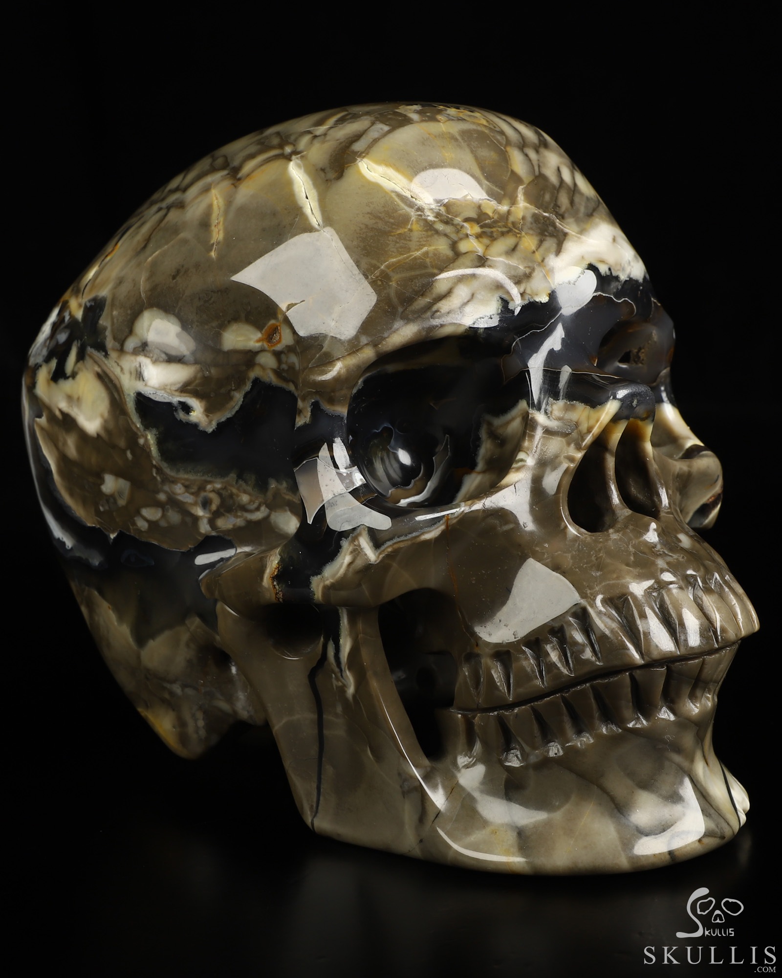 Lifesized 6.8" Volcano Agate Hand Carved Crystal Skull, Super Realistic, Crystal Healing Lifesized 6.8" Volcano Agate Hand Carved Crystal Skull, Super Realistic, Crystal Healing