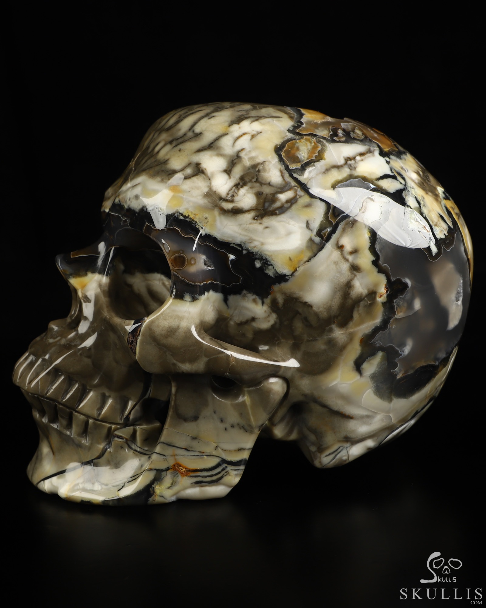 Lifesized 6.8" Volcano Agate Hand Carved Crystal Skull, Super Realistic, Crystal Healing Lifesized 6.8" Volcano Agate Hand Carved Crystal Skull, Super Realistic, Crystal Healing
