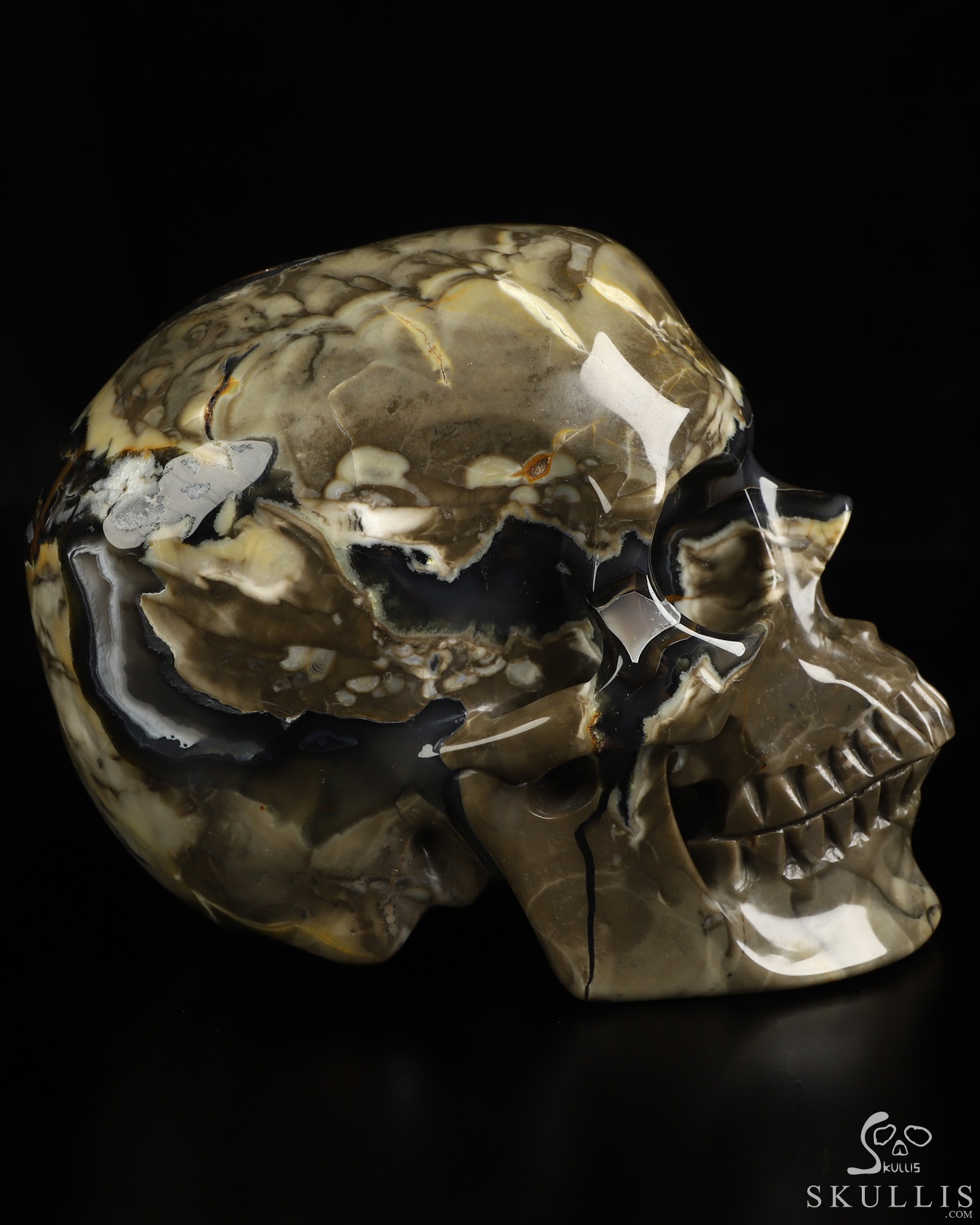 Lifesized 6.8" Volcano Agate Hand Carved Crystal Skull, Super Realistic, Crystal Healing Lifesized 6.8" Volcano Agate Hand Carved Crystal Skull, Super Realistic, Crystal Healing
