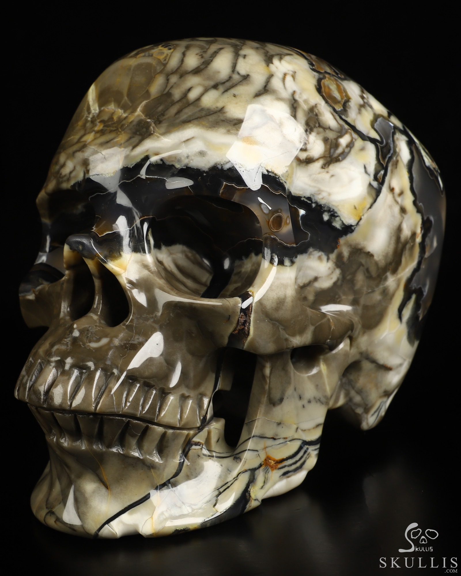 Lifesized 6.8" Volcano Agate Hand Carved Crystal Skull, Super Realistic, Crystal Healing Lifesized 6.8" Volcano Agate Hand Carved Crystal Skull, Super Realistic, Crystal Healing