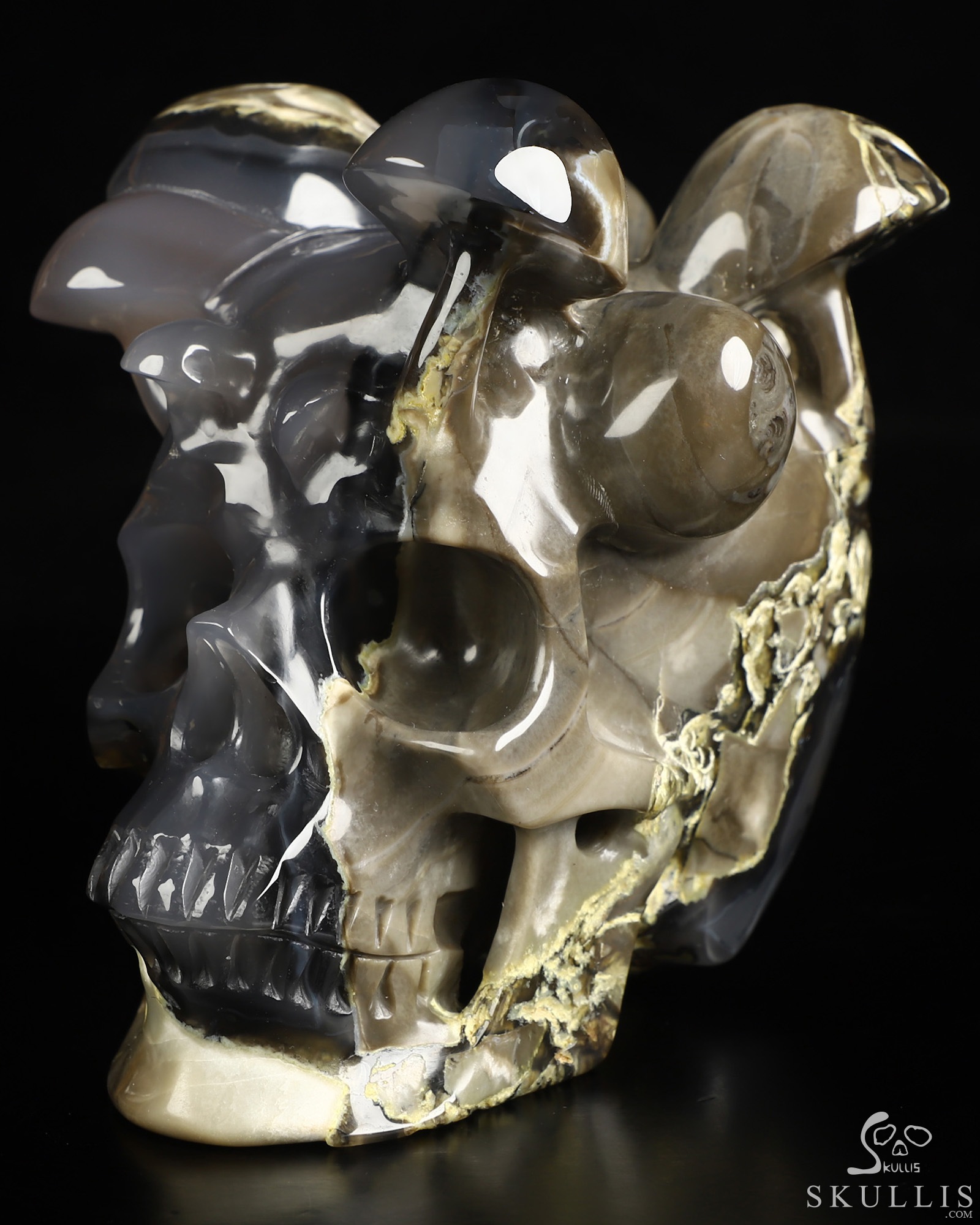 5.1" Volcano Agate Hand Carved Mushroom Crystal Skull Sculpture, Crystal Healing 5.1" Volcano Agate Hand Carved Mushroom Crystal Skull Sculpture, Crystal Healing