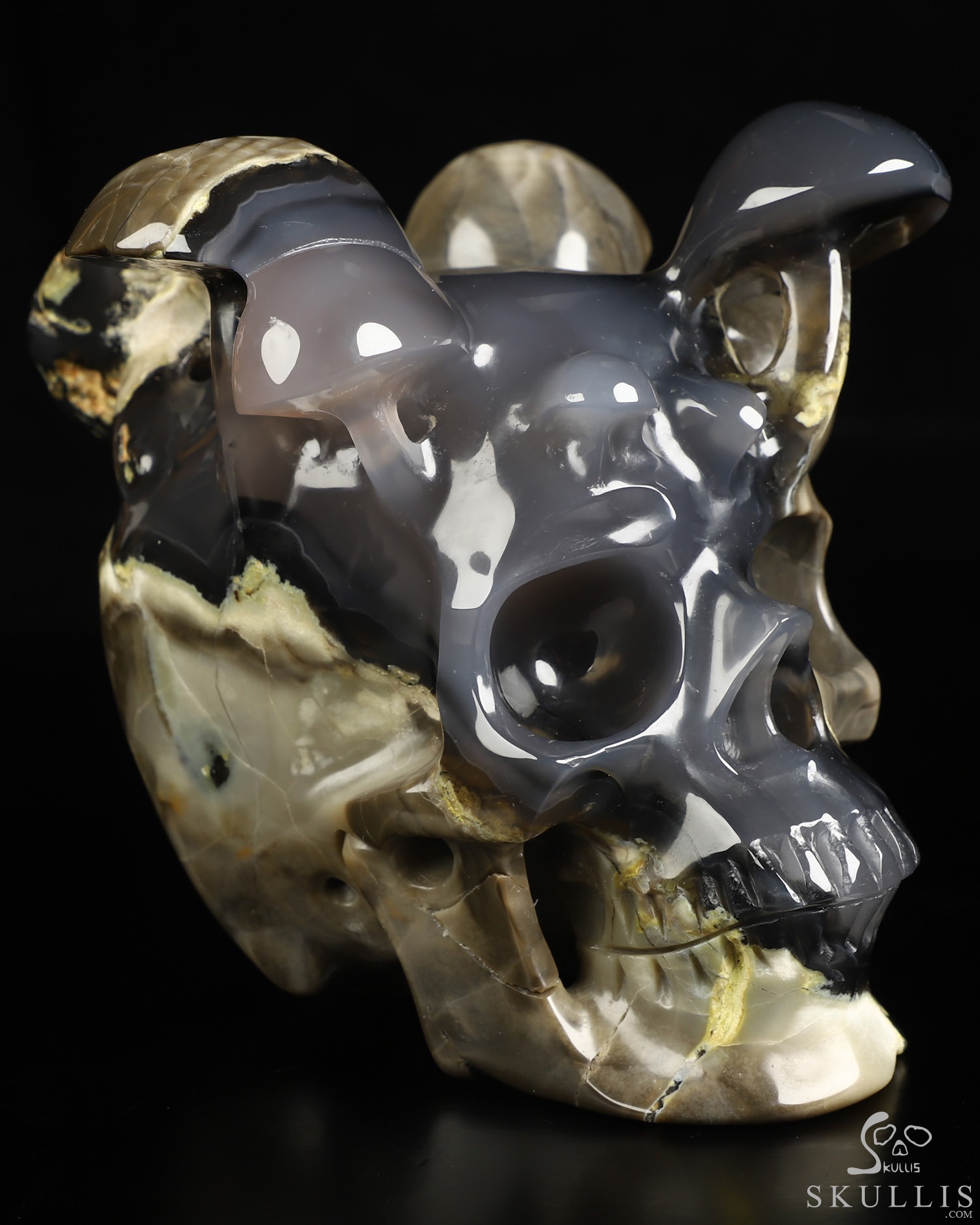 5.1" Volcano Agate Hand Carved Mushroom Crystal Skull Sculpture, Crystal Healing 5.1" Volcano Agate Hand Carved Mushroom Crystal Skull Sculpture, Crystal Healing