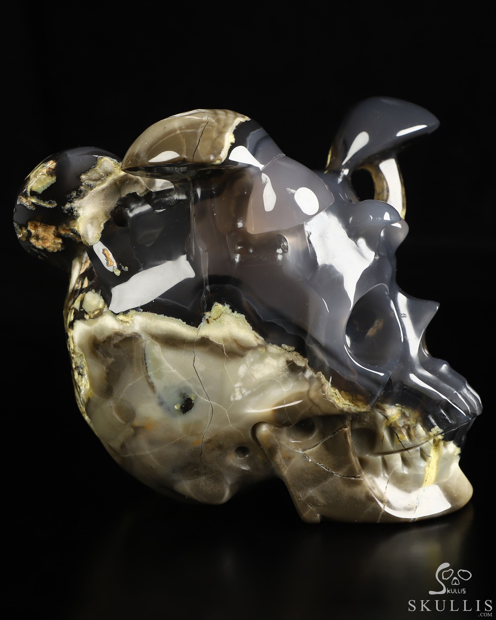 5.1" Volcano Agate Hand Carved Mushroom Crystal Skull Sculpture, Crystal Healing 5.1" Volcano Agate Hand Carved Mushroom Crystal Skull Sculpture, Crystal Healing