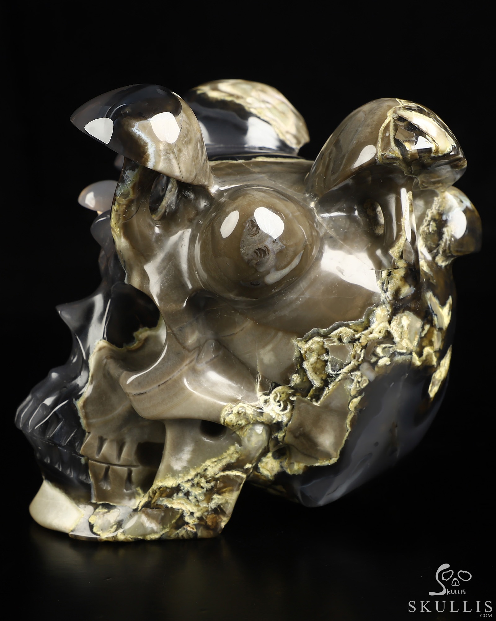 5.1" Volcano Agate Hand Carved Mushroom Crystal Skull Sculpture, Crystal Healing 5.1" Volcano Agate Hand Carved Mushroom Crystal Skull Sculpture, Crystal Healing