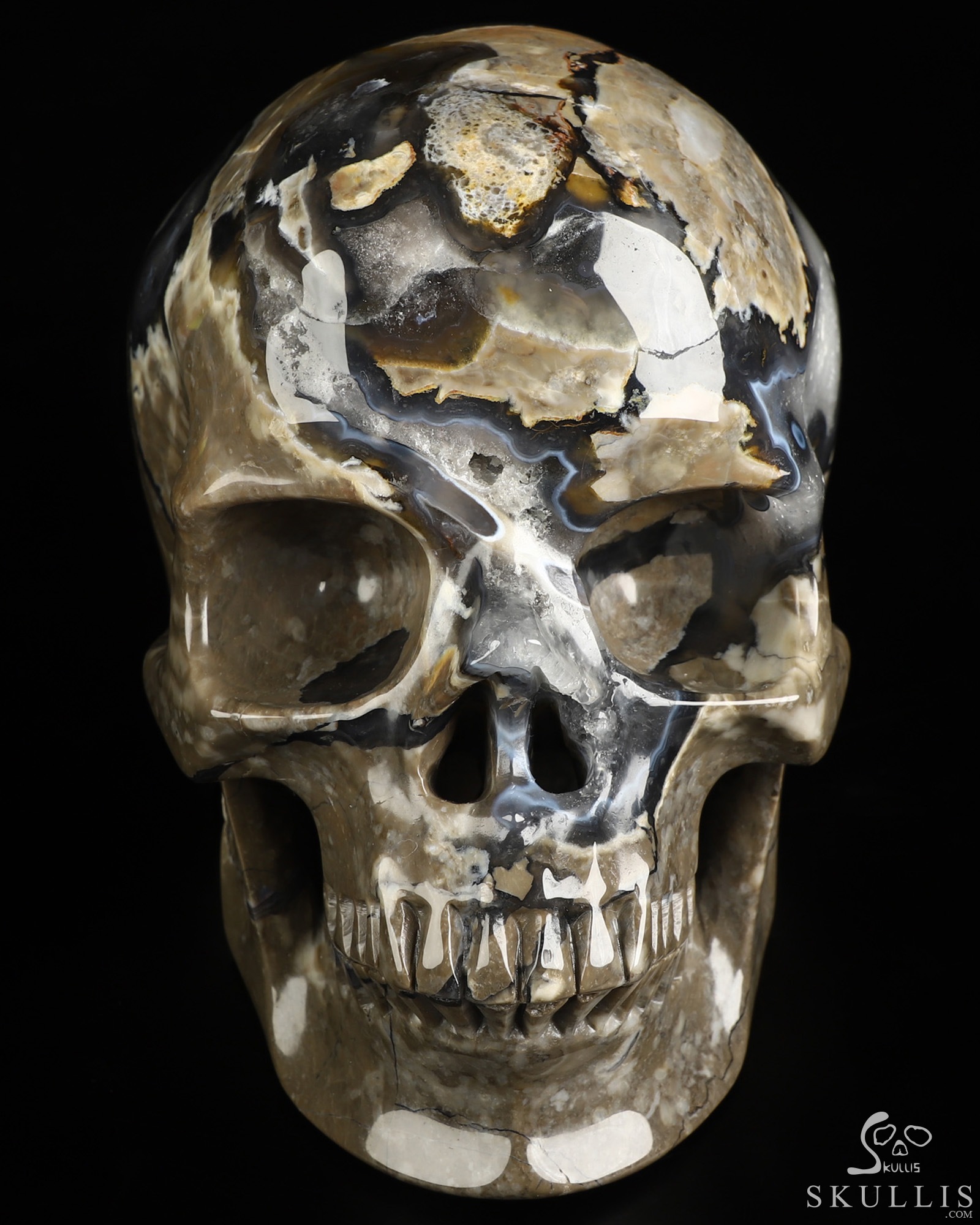 Lifesized 6.8" Volcano Agate Hand Carved Crystal Skull, Super Realistic, Crystal Healing Lifesized 6.8" Volcano Agate Hand Carved Crystal Skull, Super Realistic, Crystal Healing