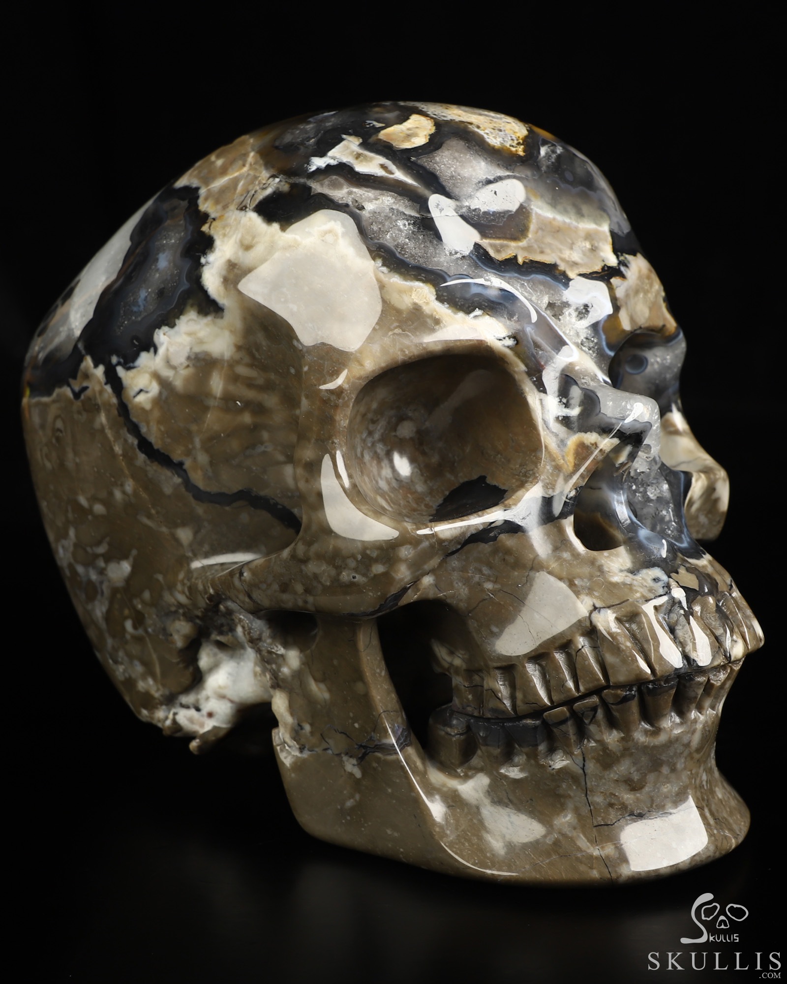 Lifesized 6.8" Volcano Agate Hand Carved Crystal Skull, Super Realistic, Crystal Healing Lifesized 6.8" Volcano Agate Hand Carved Crystal Skull, Super Realistic, Crystal Healing