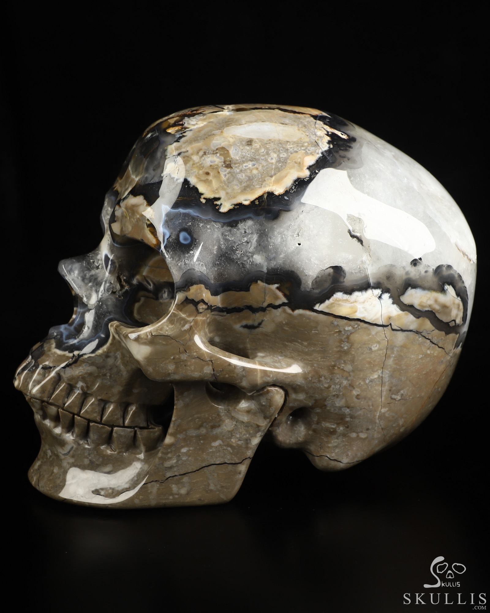 Lifesized 6.8" Volcano Agate Hand Carved Crystal Skull, Super Realistic, Crystal Healing Lifesized 6.8" Volcano Agate Hand Carved Crystal Skull, Super Realistic, Crystal Healing