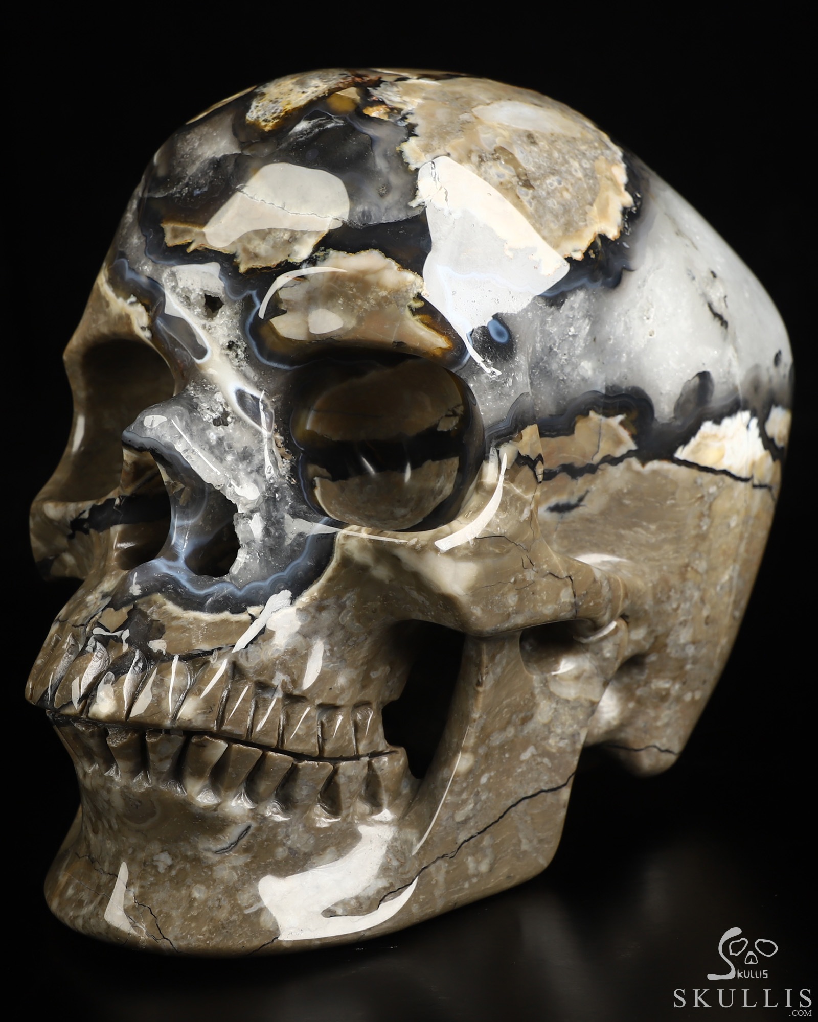 Lifesized 6.8" Volcano Agate Hand Carved Crystal Skull, Super Realistic, Crystal Healing Lifesized 6.8" Volcano Agate Hand Carved Crystal Skull, Super Realistic, Crystal Healing