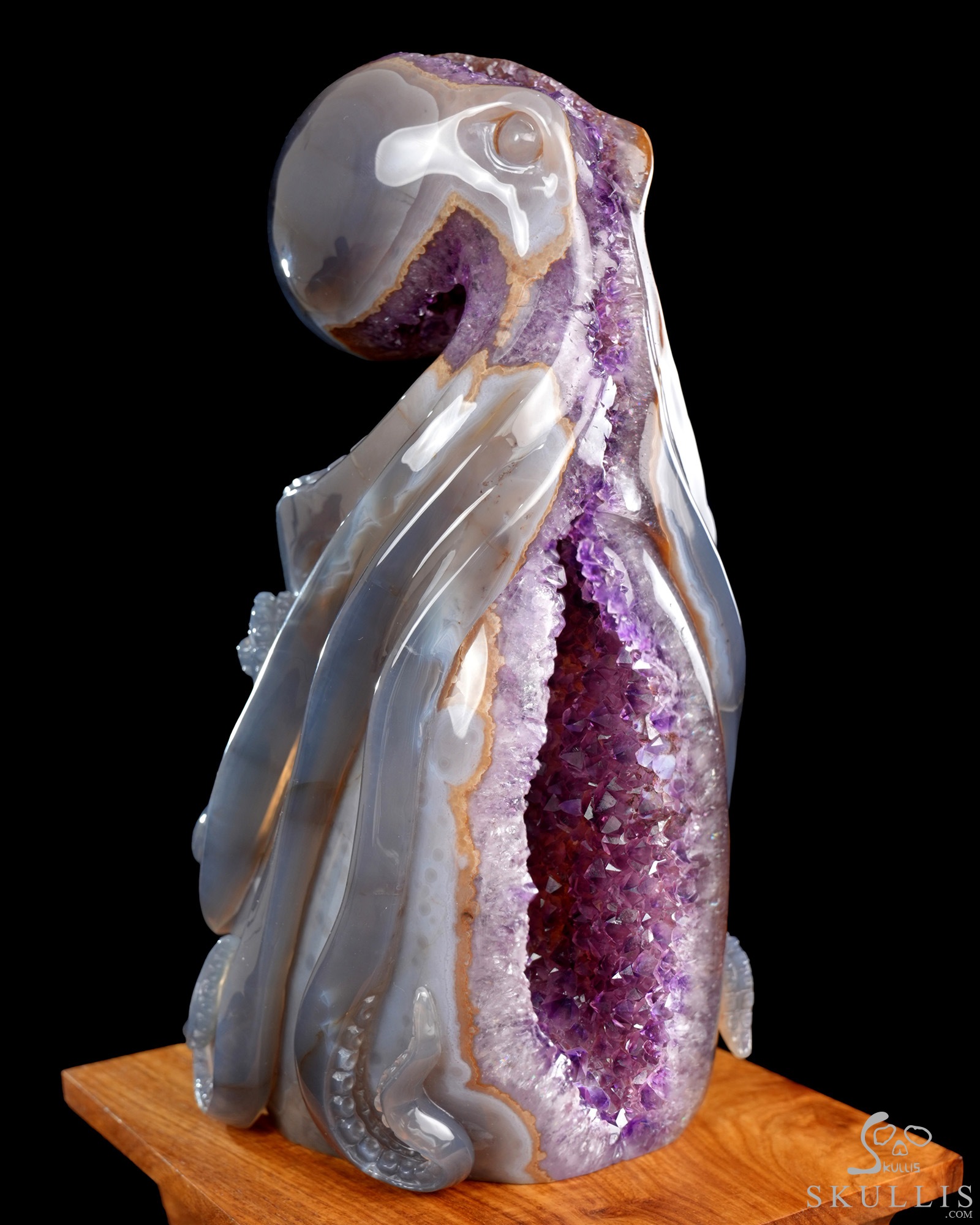 9.8" Agate Amethyst Geode Hand Carved Crystal Octopus Sculpture, Crystal Healing 9.8" Agate Amethyst Geode Hand Carved Crystal Octopus Sculpture, Crystal Healing