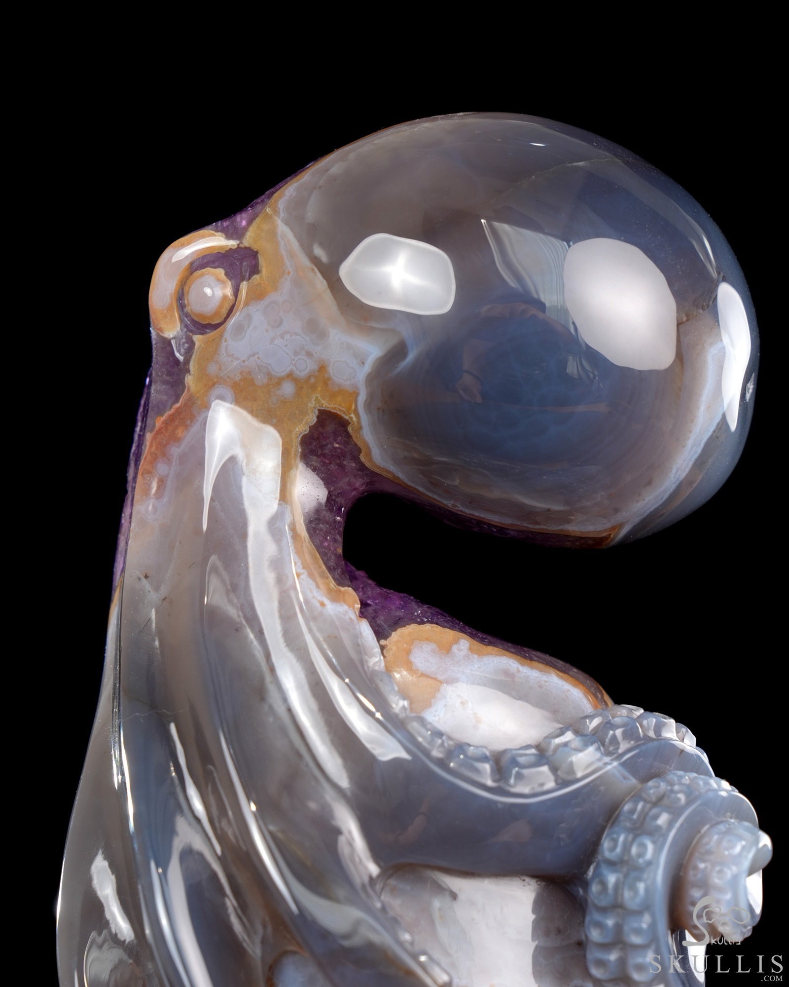 9.8" Agate Amethyst Geode Hand Carved Crystal Octopus Sculpture, Crystal Healing 9.8" Agate Amethyst Geode Hand Carved Crystal Octopus Sculpture, Crystal Healing