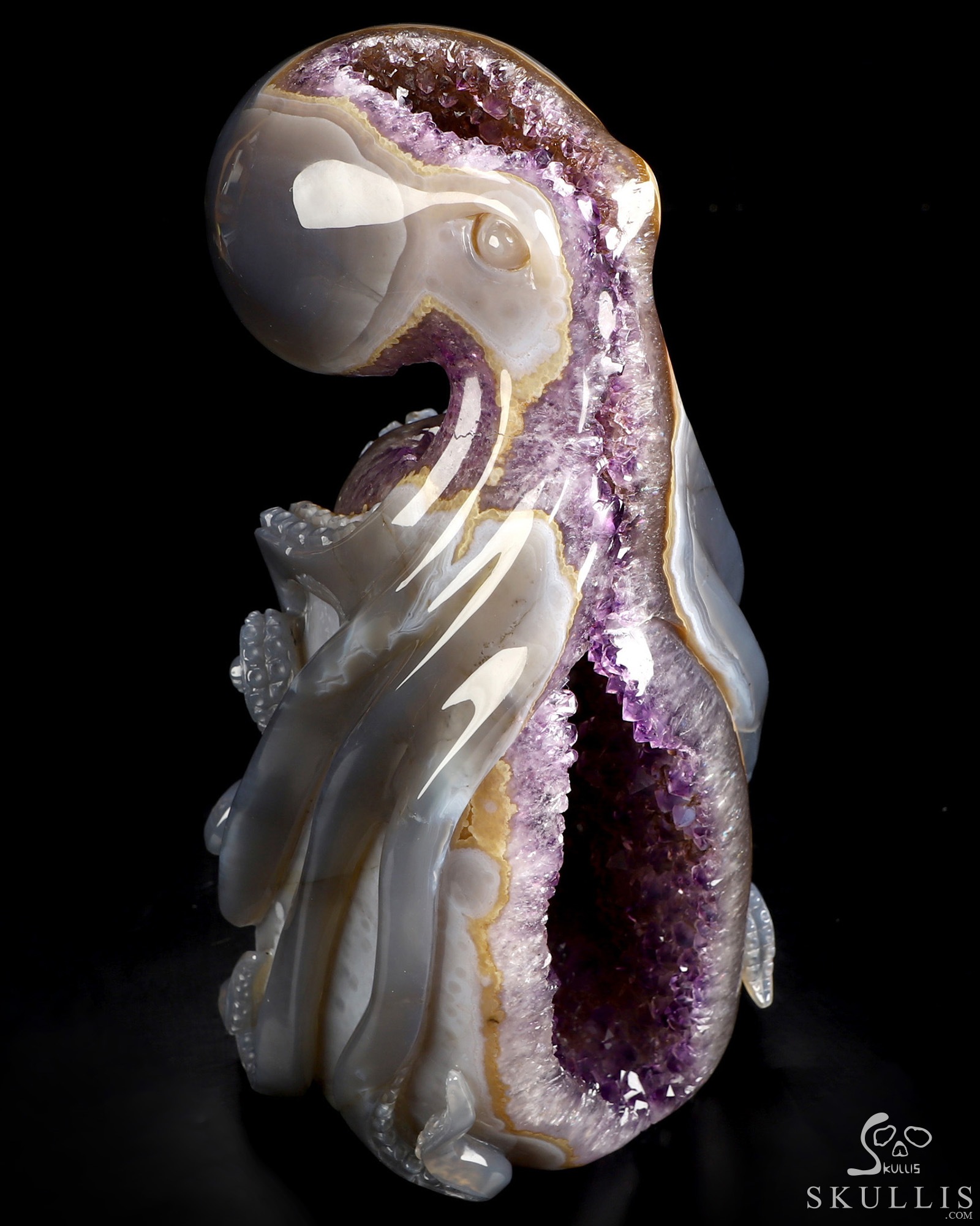 9.8" Agate Amethyst Geode Hand Carved Crystal Octopus Sculpture, Crystal Healing 9.8" Agate Amethyst Geode Hand Carved Crystal Octopus Sculpture, Crystal Healing