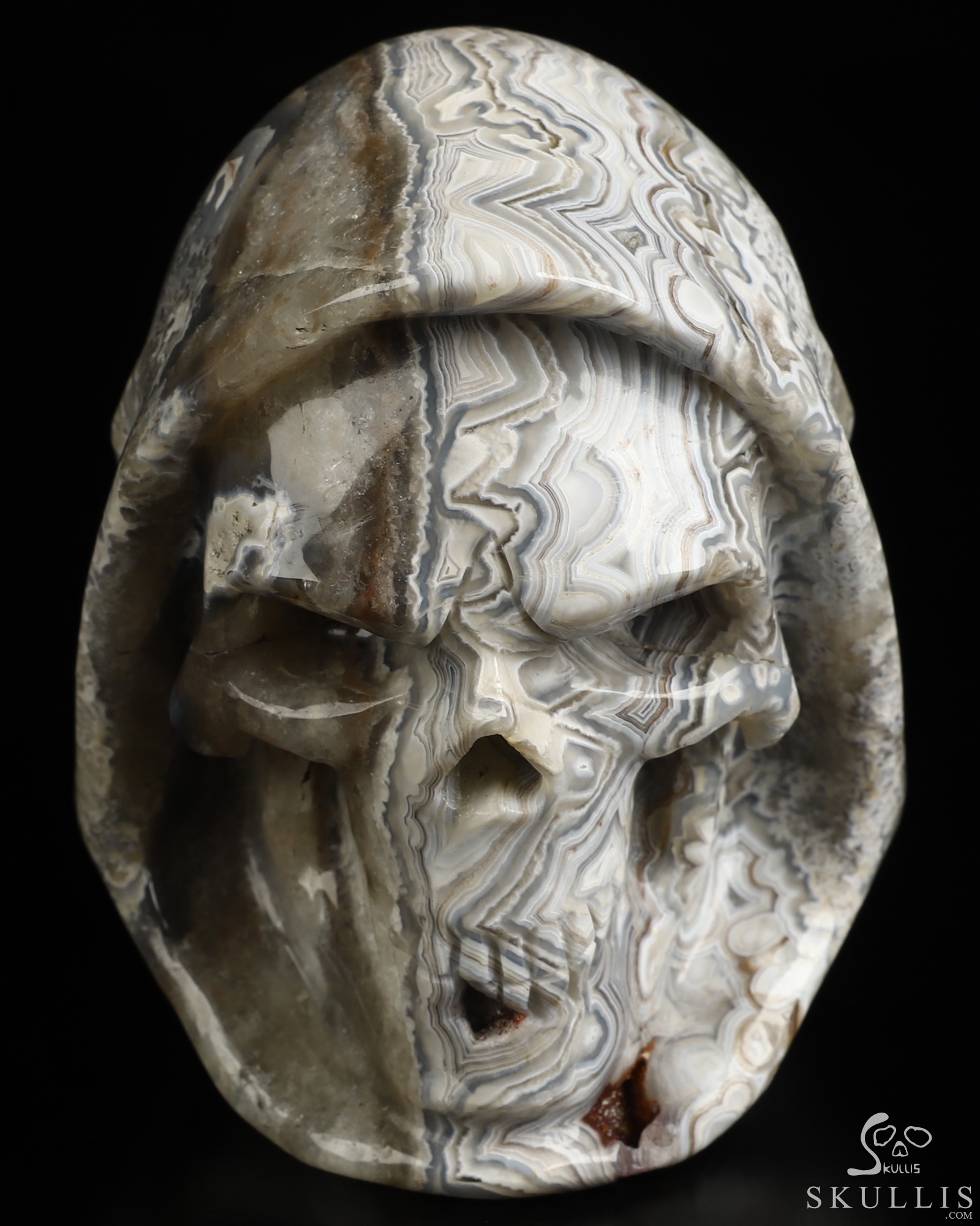 Gemstone 3.5" Red Crazy Lace Agate Hand Carved Death Crystal Skull Sculpture, Crystal Healing Gemstone 3.5" Red Crazy Lace Agate Hand Carved Death Crystal Skull Sculpture, Crystal Healing