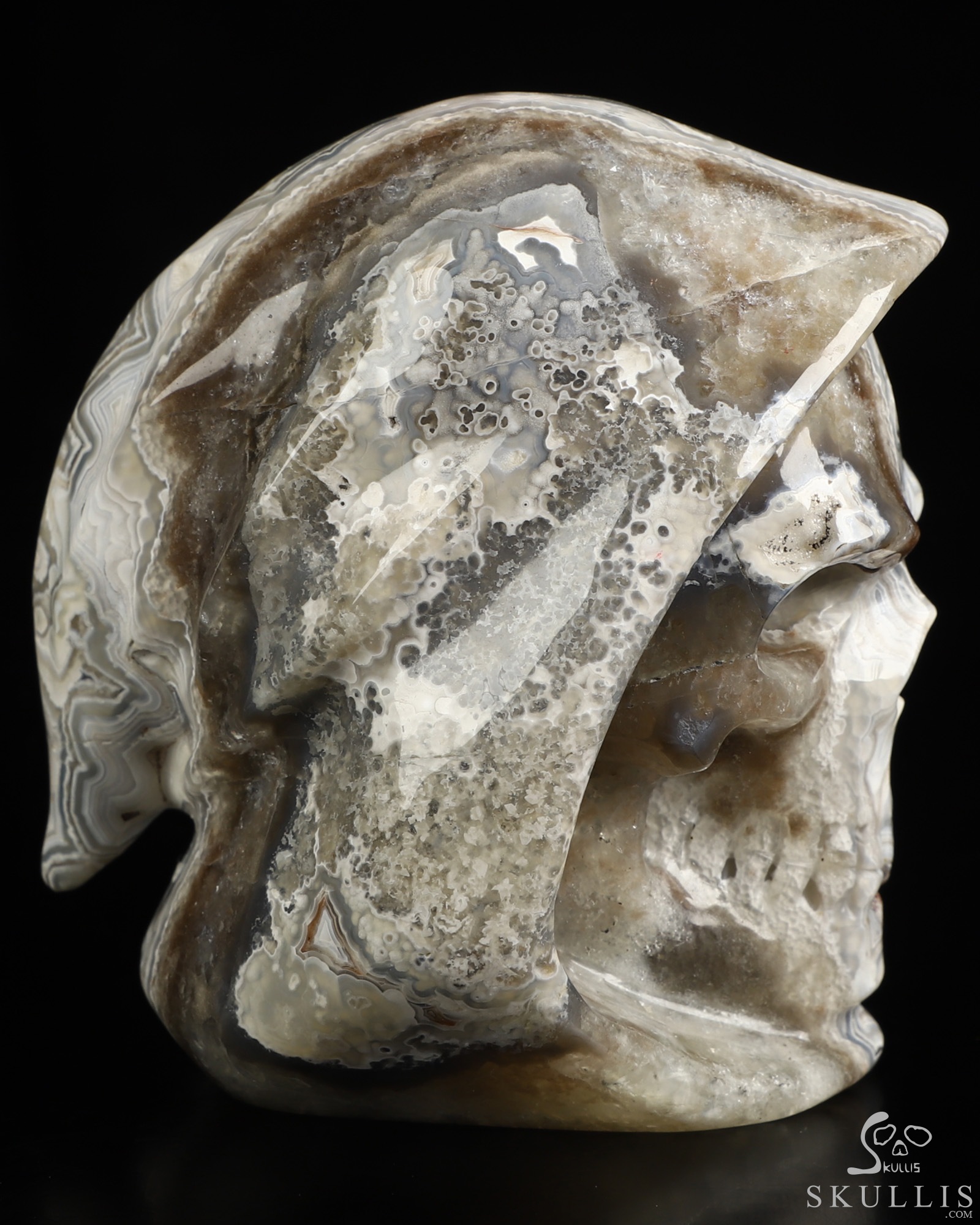 Gemstone 3.5" Red Crazy Lace Agate Hand Carved Death Crystal Skull Sculpture, Crystal Healing Gemstone 3.5" Red Crazy Lace Agate Hand Carved Death Crystal Skull Sculpture, Crystal Healing