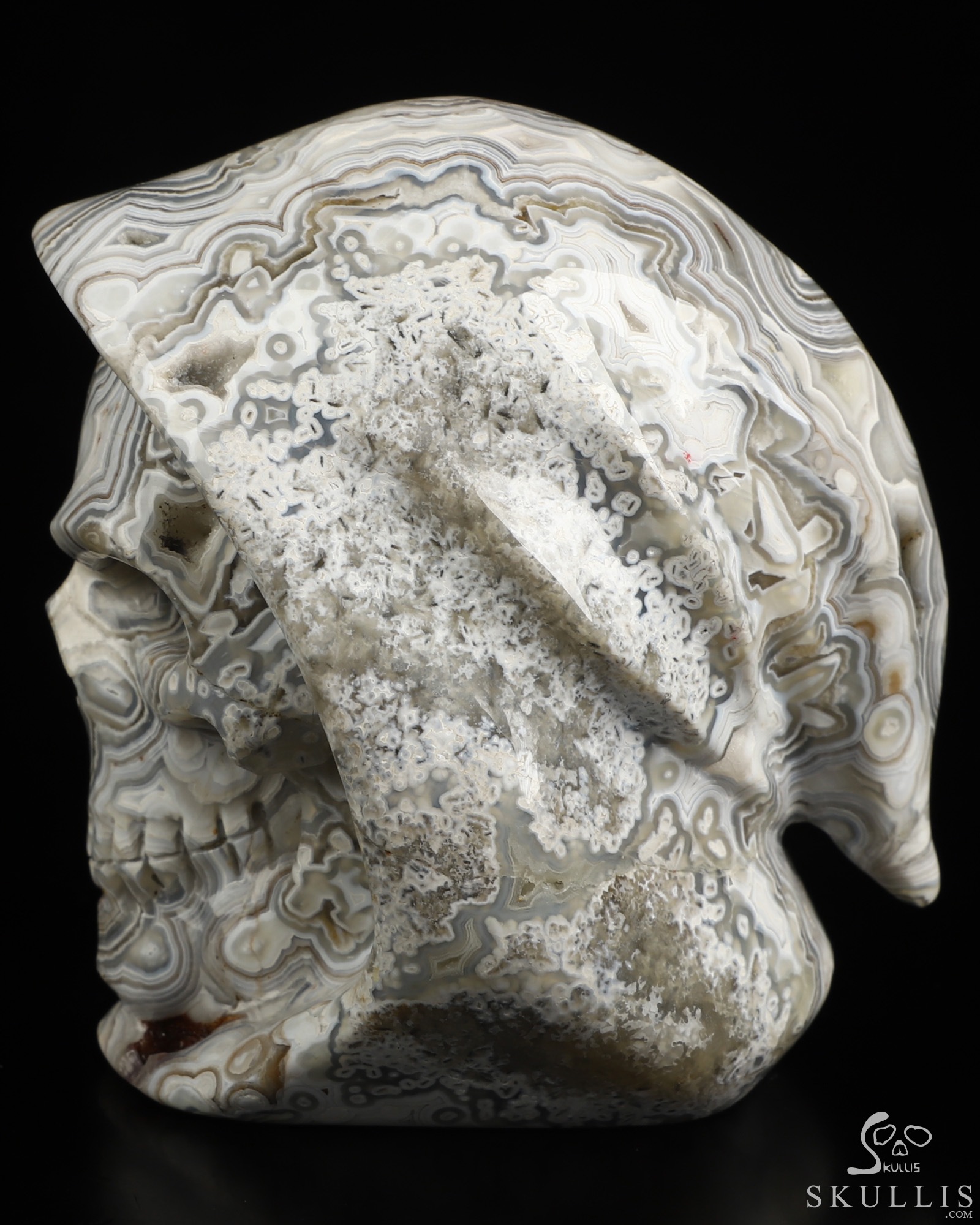 Gemstone 3.5" Red Crazy Lace Agate Hand Carved Death Crystal Skull Sculpture, Crystal Healing Gemstone 3.5" Red Crazy Lace Agate Hand Carved Death Crystal Skull Sculpture, Crystal Healing