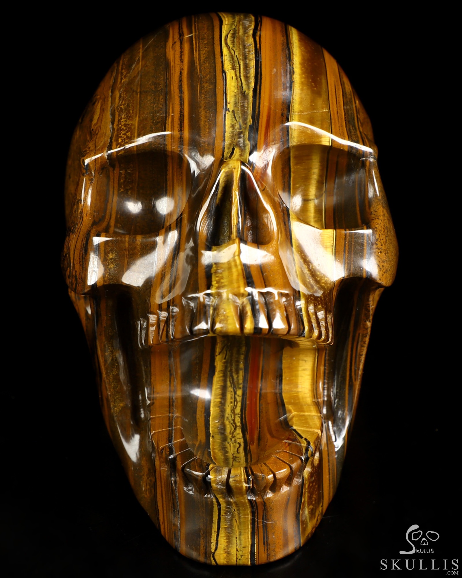 5.2" Tiger Iron Eye Hand Carved Laughing Crystal Skull Sculpture, Crystal Healing 5.2" Tiger Iron Eye Hand Carved Laughing Crystal Skull Sculpture, Crystal Healing