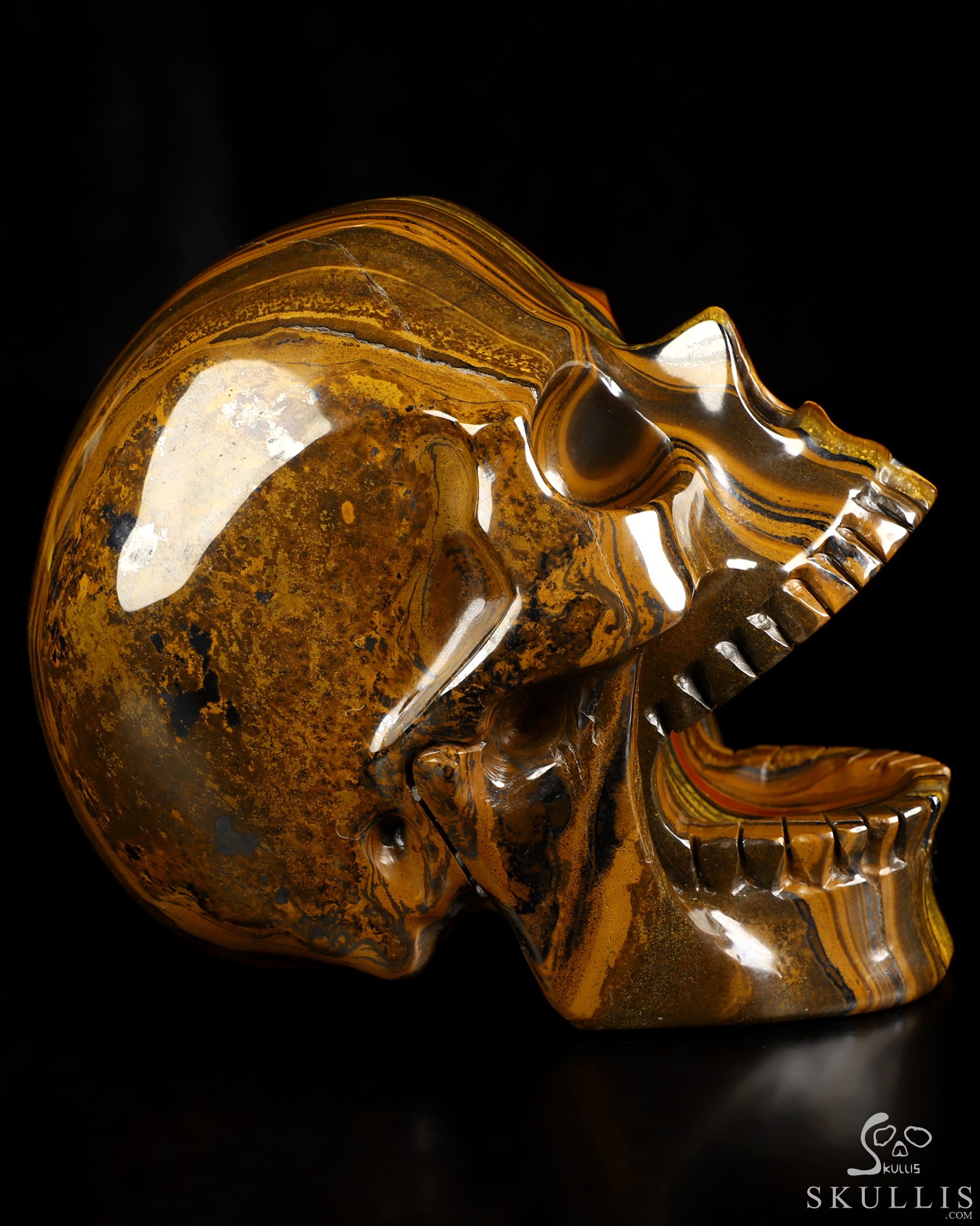 5.2" Tiger Iron Eye Hand Carved Laughing Crystal Skull Sculpture, Crystal Healing 5.2" Tiger Iron Eye Hand Carved Laughing Crystal Skull Sculpture, Crystal Healing