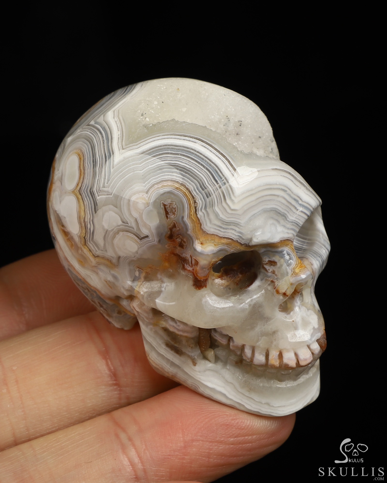 Gemstone 2.1" Red Crazy Lace Agate Hand Carved Crystal Skull, Realistic, Crystal Healing Gemstone 2.1" Red Crazy Lace Agate Hand Carved Crystal Skull, Realistic, Crystal Healing