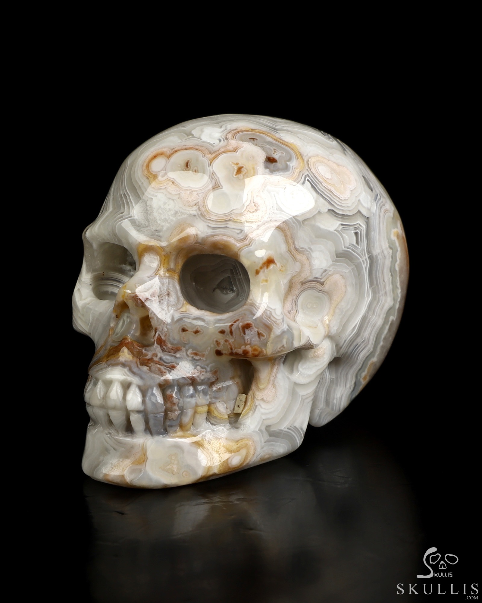 Gemstone 2.1" Red Crazy Lace Agate Hand Carved Crystal Skull, Realistic, Crystal Healing Gemstone 2.1" Red Crazy Lace Agate Hand Carved Crystal Skull, Realistic, Crystal Healing