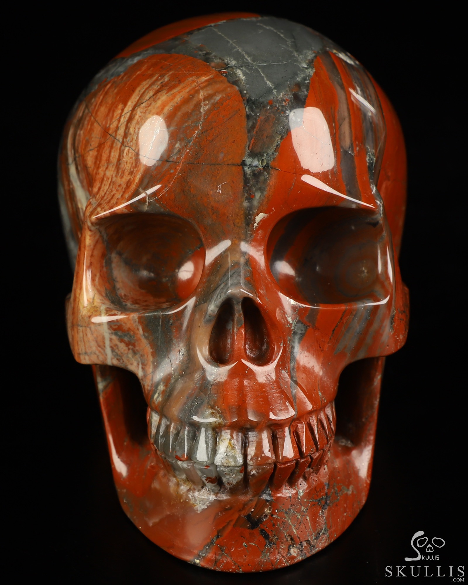 5.0" African Bloodstone Hand Carved Crystal Skull, Realistic, Crystal Healing 5.0" African Bloodstone Hand Carved Crystal Skull, Realistic, Crystal Healing