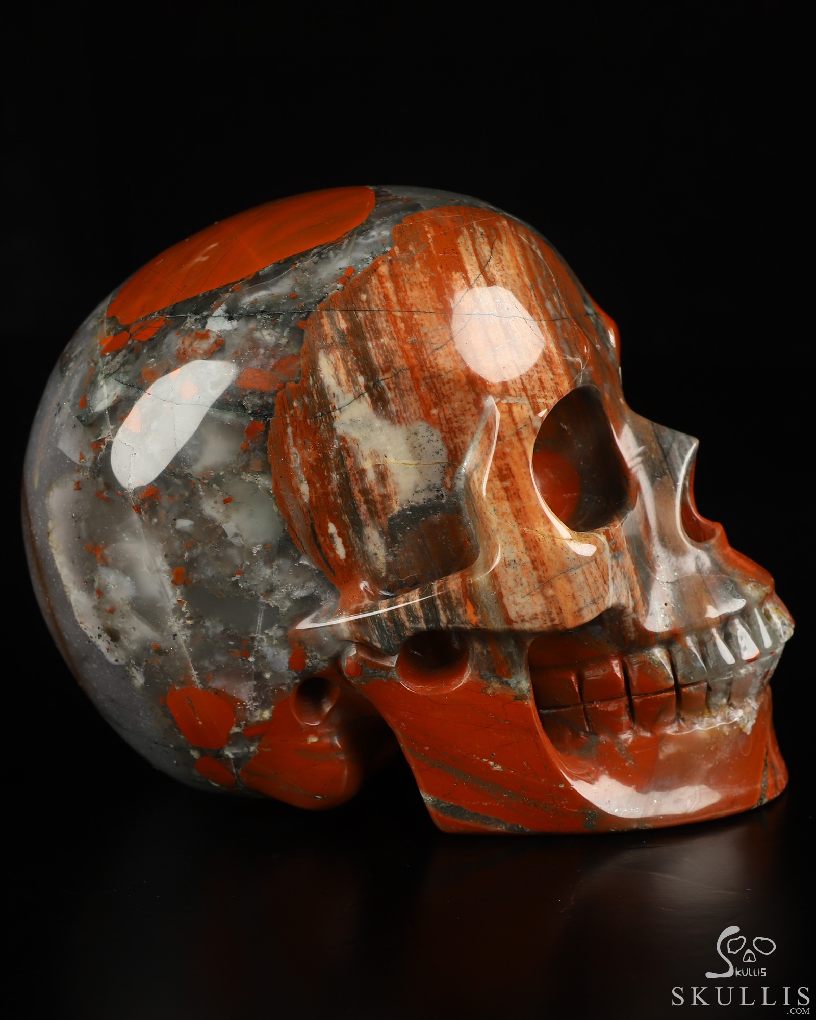 5.0" African Bloodstone Hand Carved Crystal Skull, Realistic, Crystal Healing 5.0" African Bloodstone Hand Carved Crystal Skull, Realistic, Crystal Healing