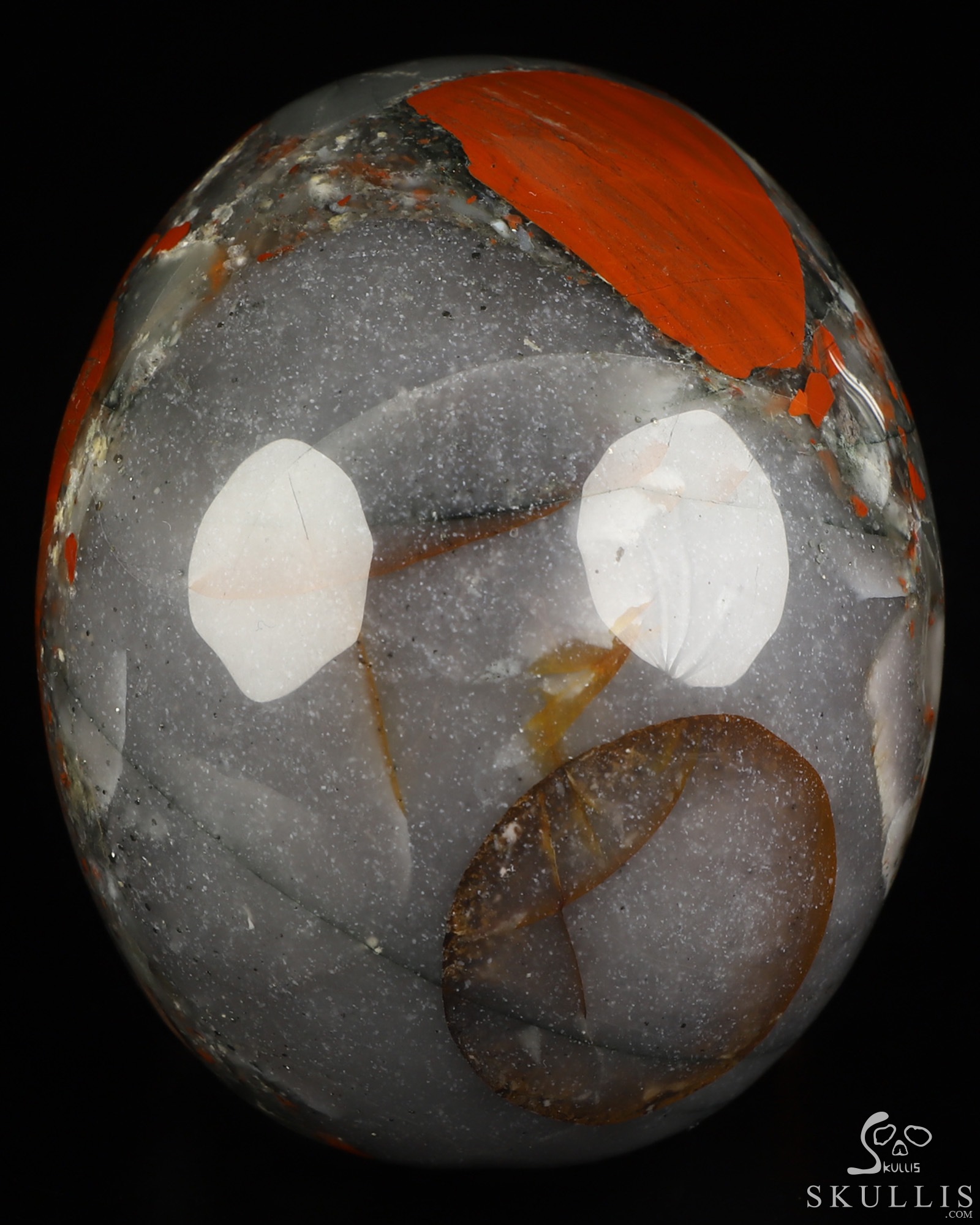 5.0" African Bloodstone Hand Carved Crystal Skull, Realistic, Crystal Healing 5.0" African Bloodstone Hand Carved Crystal Skull, Realistic, Crystal Healing