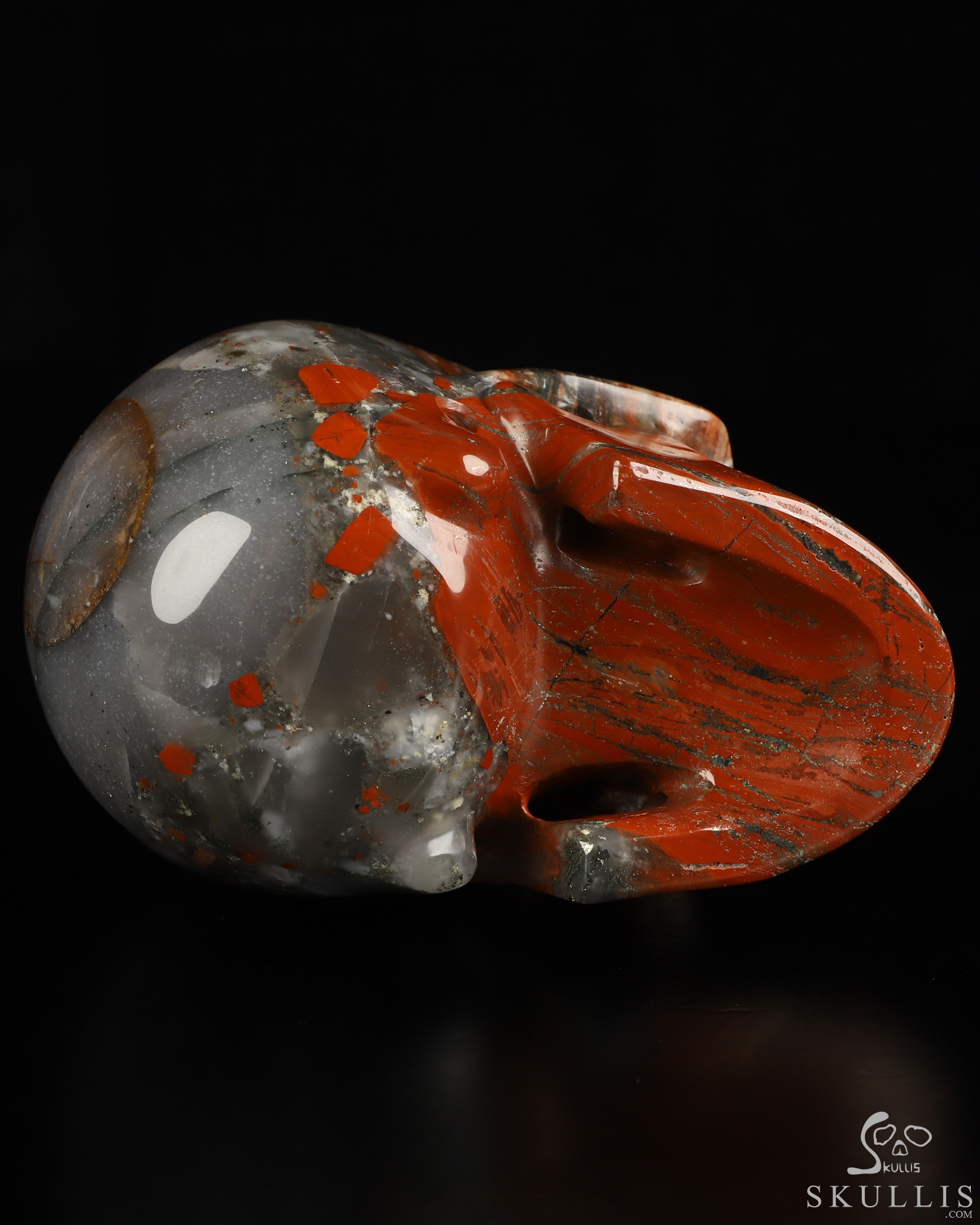 5.0" African Bloodstone Hand Carved Crystal Skull, Realistic, Crystal Healing 5.0" African Bloodstone Hand Carved Crystal Skull, Realistic, Crystal Healing