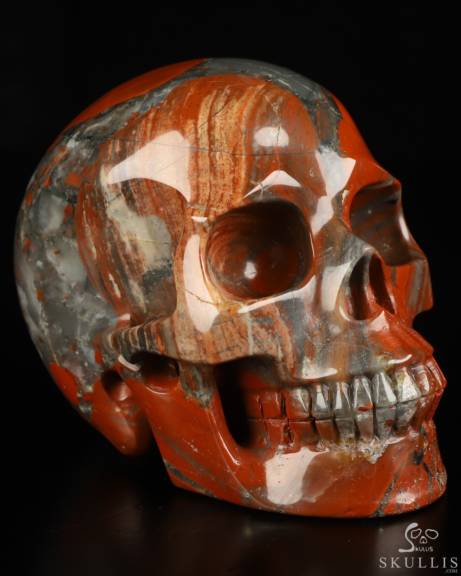 5.0" African Bloodstone Hand Carved Crystal Skull, Realistic, Crystal Healing 5.0" African Bloodstone Hand Carved Crystal Skull, Realistic, Crystal Healing