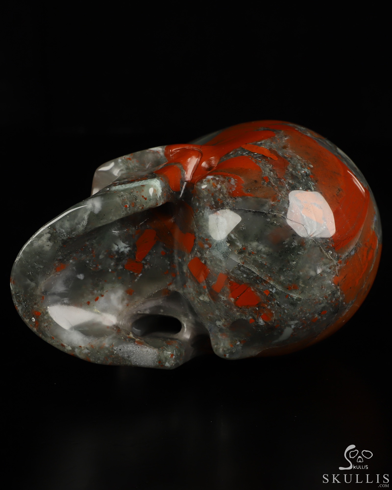 5.0" African Bloodstone Hand Carved Crystal Skull, Realistic, Crystal Healing 5.0" African Bloodstone Hand Carved Crystal Skull, Realistic, Crystal Healing