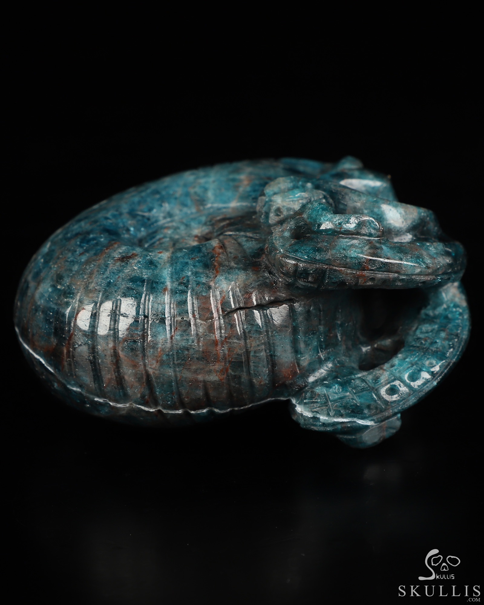 3.5" Blue Apatite Hand Carved Nautiloid Cthulhu Crystal Skull Sculpture, Crystal Healing 3.5" Blue Apatite Hand Carved Nautiloid Cthulhu Crystal Skull Sculpture, Crystal Healing