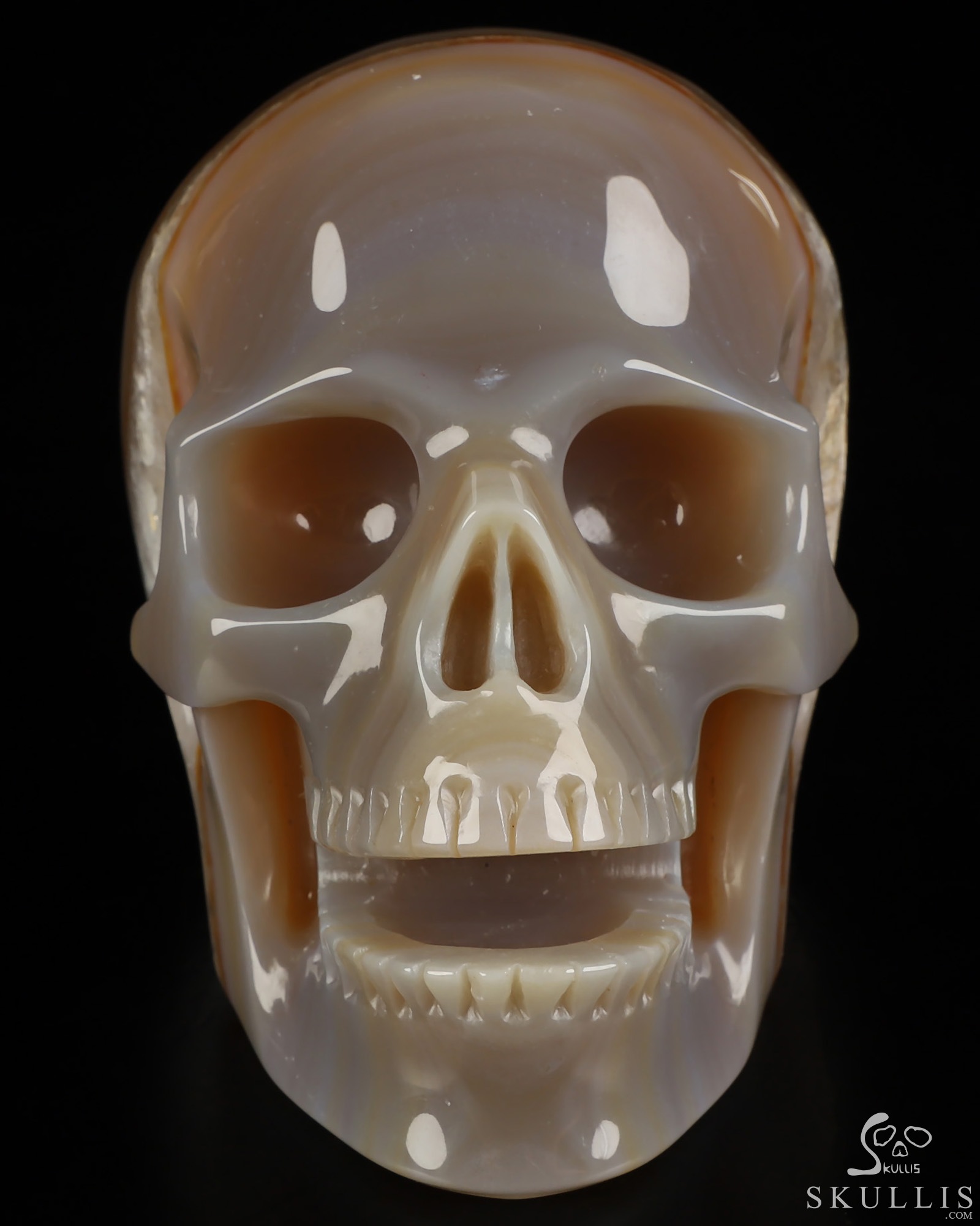 5.2" Agate Hand Carved Singing Crystal Skull Sculpture, Crystal Healing 5.2" Agate Hand Carved Singing Crystal Skull Sculpture, Crystal Healing