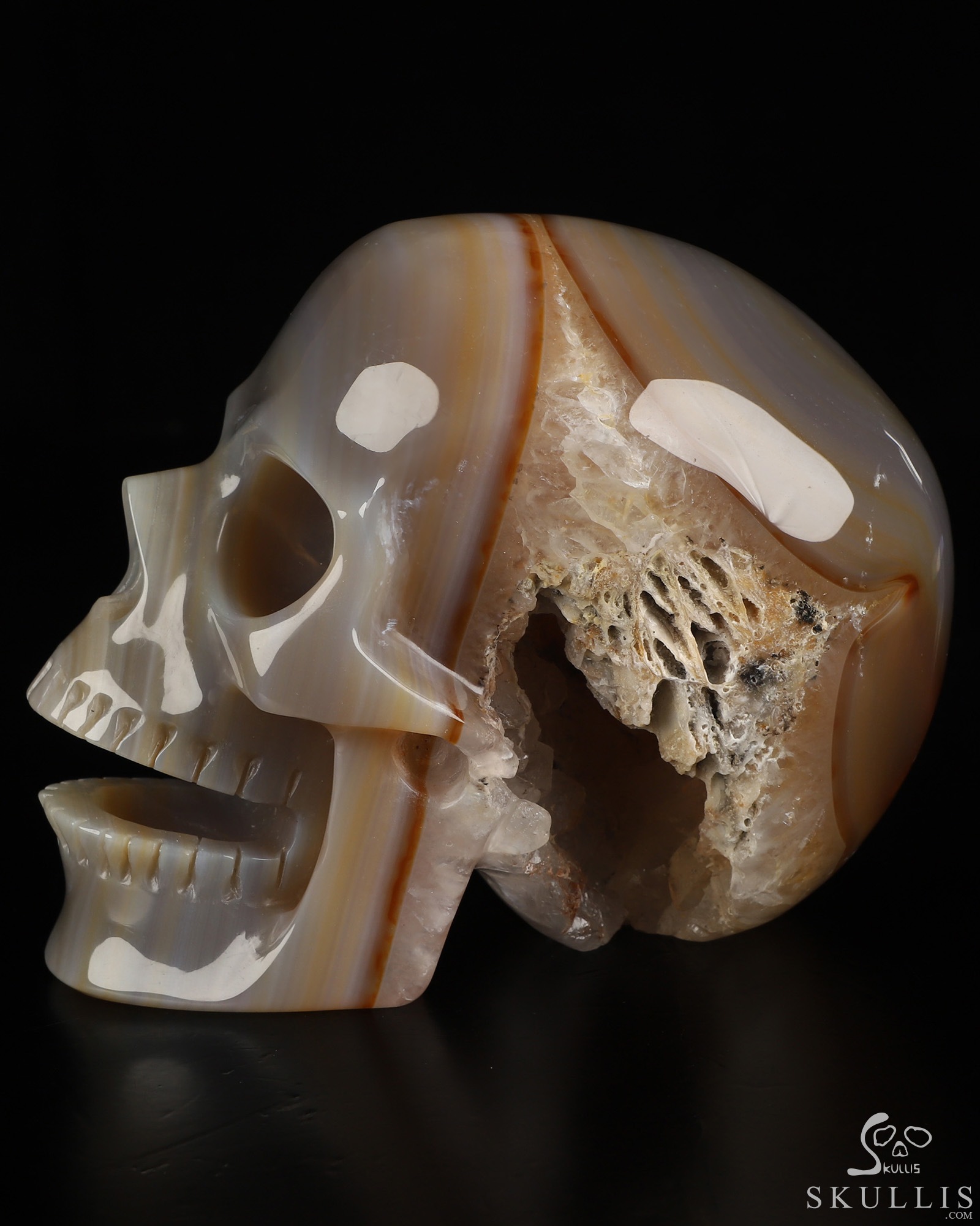 5.2" Agate Hand Carved Singing Crystal Skull Sculpture, Crystal Healing 5.2" Agate Hand Carved Singing Crystal Skull Sculpture, Crystal Healing