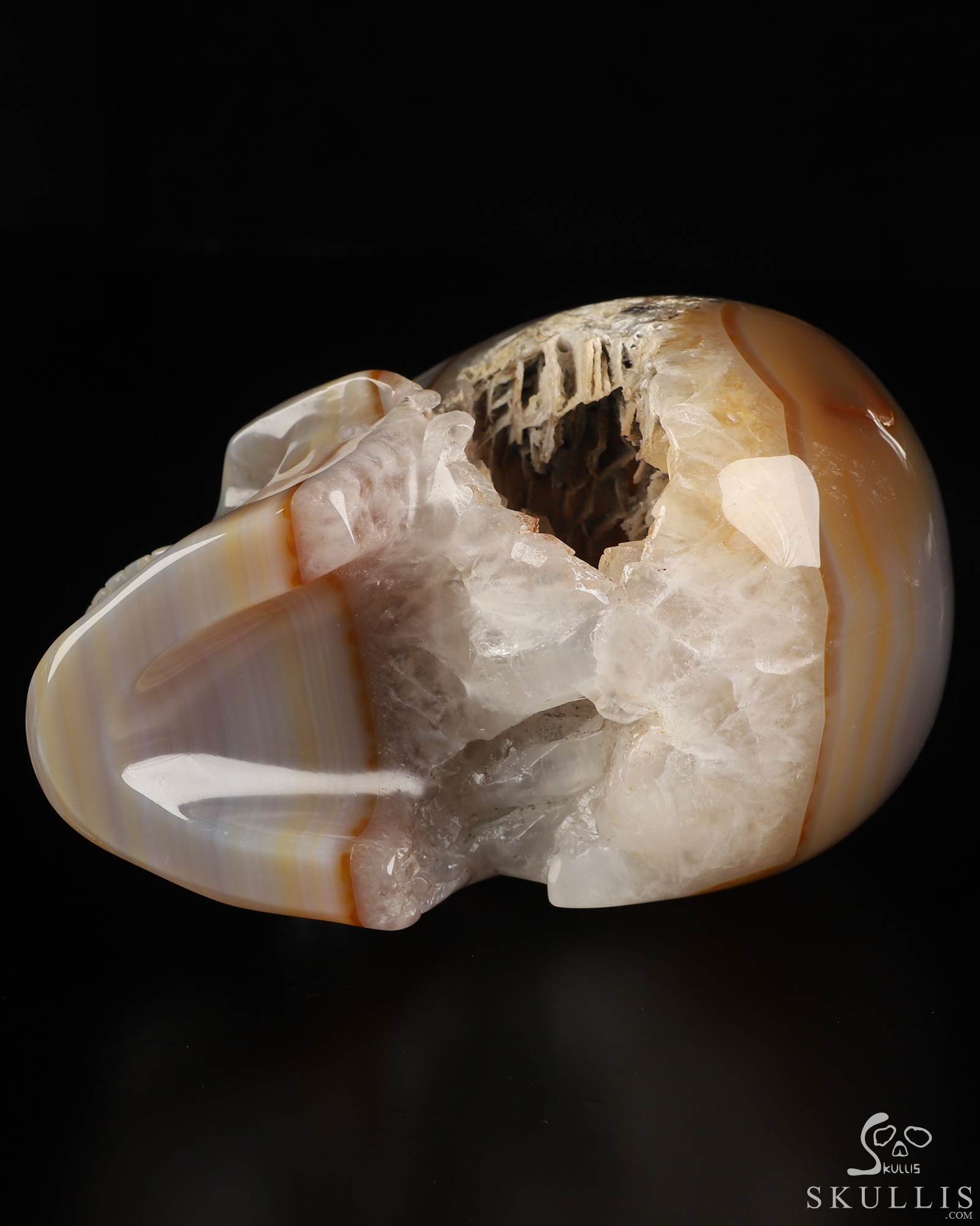 5.2" Agate Hand Carved Singing Crystal Skull Sculpture, Crystal Healing 5.2" Agate Hand Carved Singing Crystal Skull Sculpture, Crystal Healing