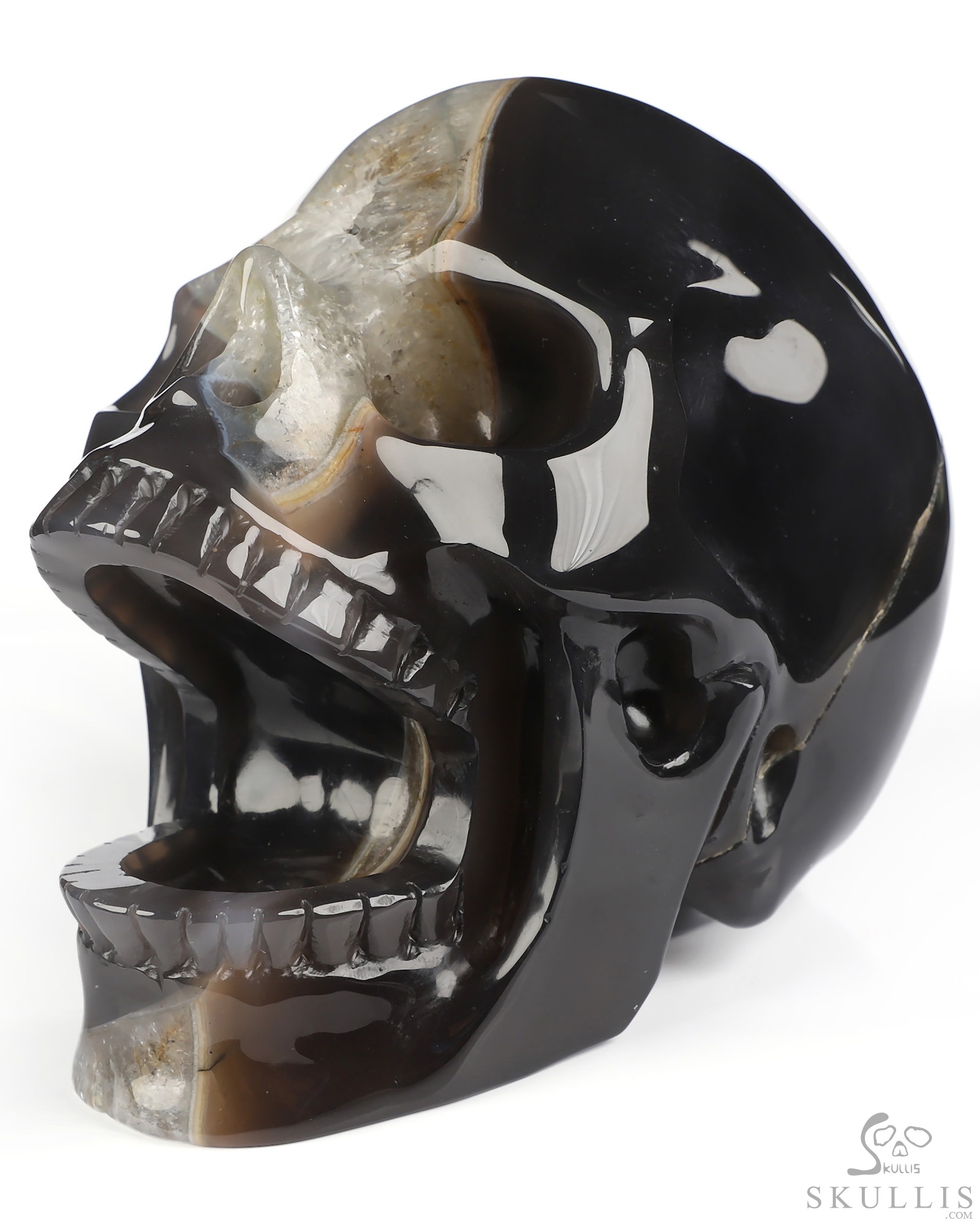 5.2" Agate Hand Carved Laughing Crystal Skull Sculpture, Crystal Healing 5.2" Agate Hand Carved Laughing Crystal Skull Sculpture, Crystal Healing