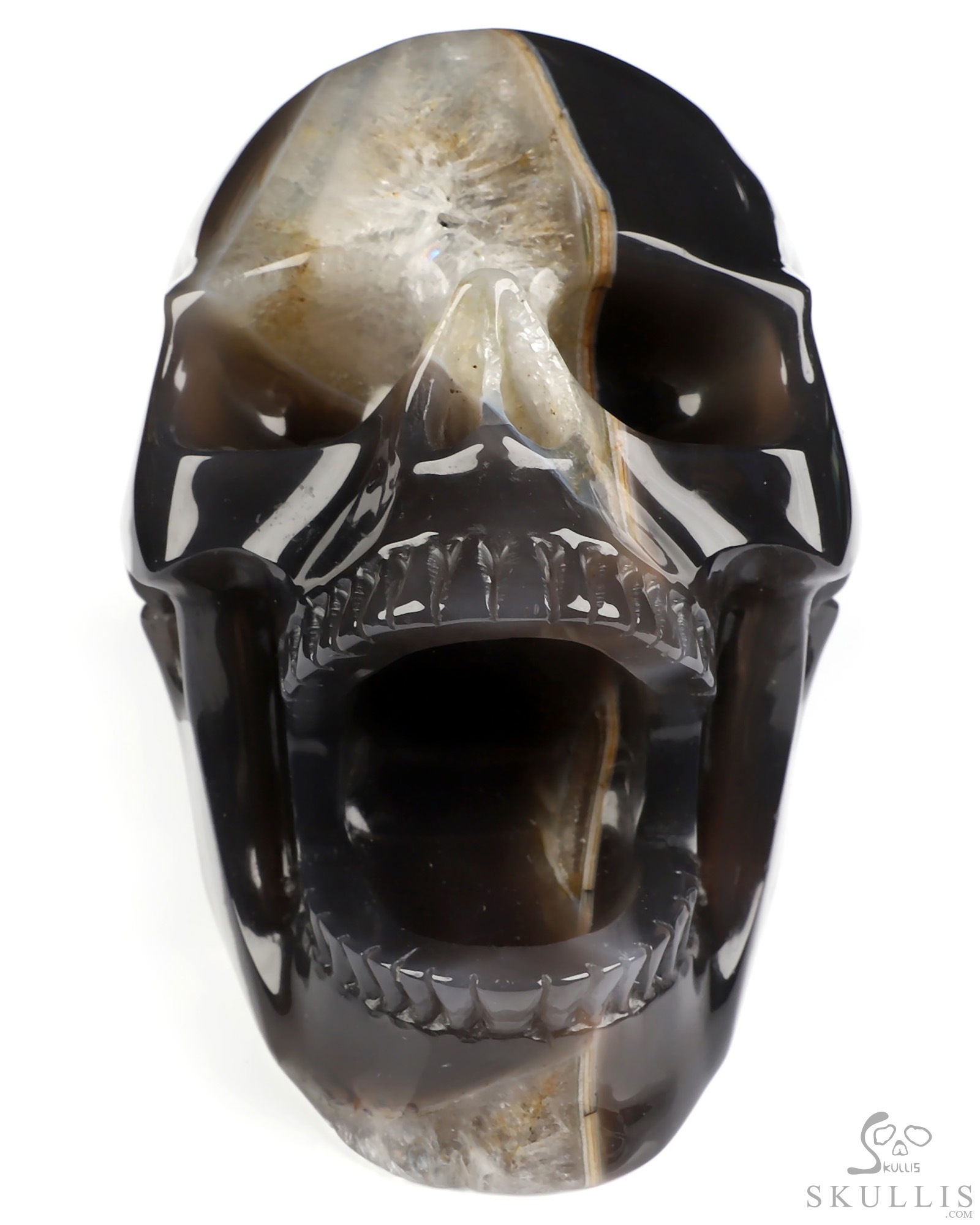 5.2" Agate Hand Carved Laughing Crystal Skull Sculpture, Crystal Healing 5.2" Agate Hand Carved Laughing Crystal Skull Sculpture, Crystal Healing