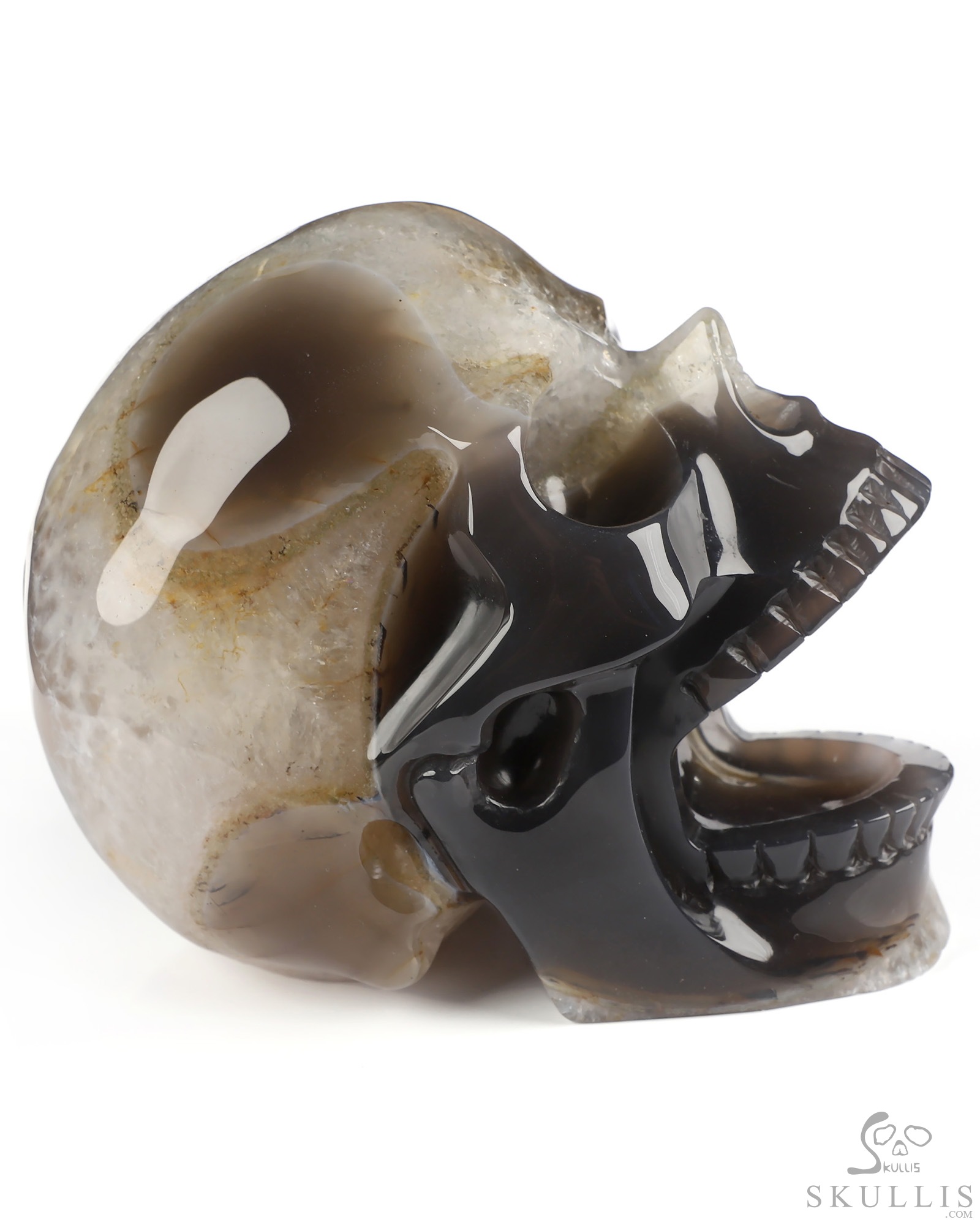 5.2" Agate Hand Carved Laughing Crystal Skull Sculpture, Crystal Healing 5.2" Agate Hand Carved Laughing Crystal Skull Sculpture, Crystal Healing