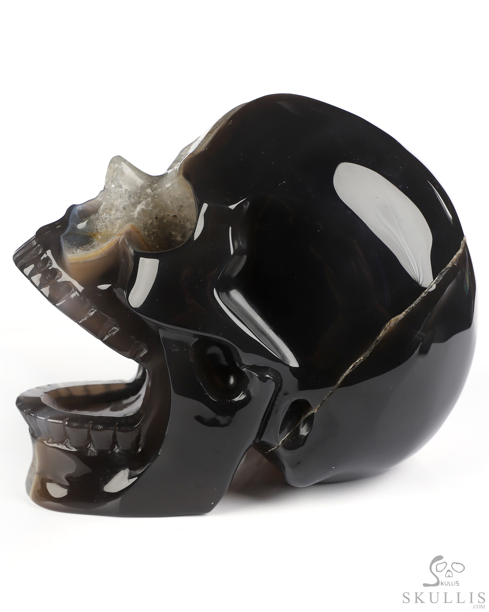 5.2" Agate Hand Carved Laughing Crystal Skull Sculpture, Crystal Healing 5.2" Agate Hand Carved Laughing Crystal Skull Sculpture, Crystal Healing