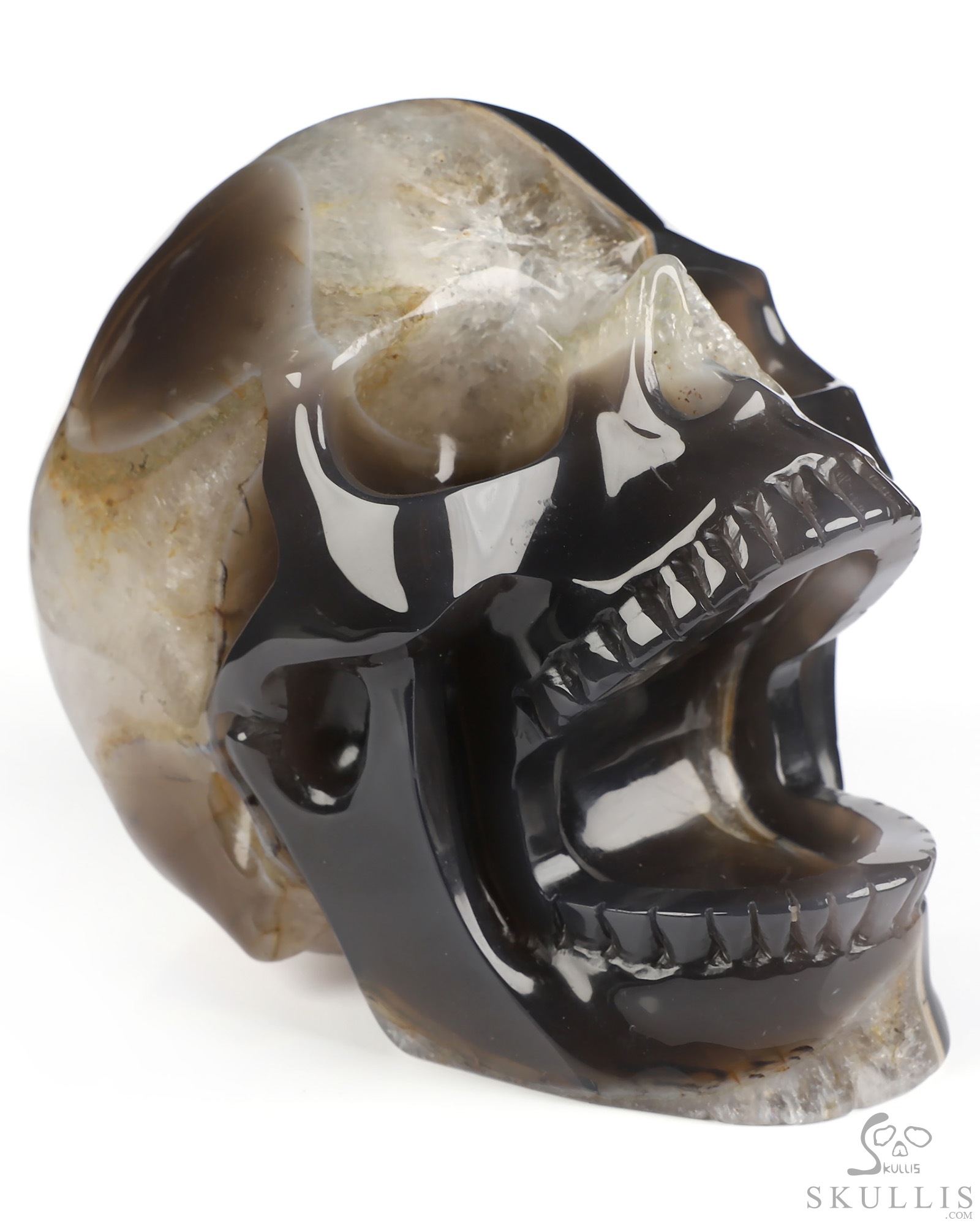 5.2" Agate Hand Carved Laughing Crystal Skull Sculpture, Crystal Healing 5.2" Agate Hand Carved Laughing Crystal Skull Sculpture, Crystal Healing