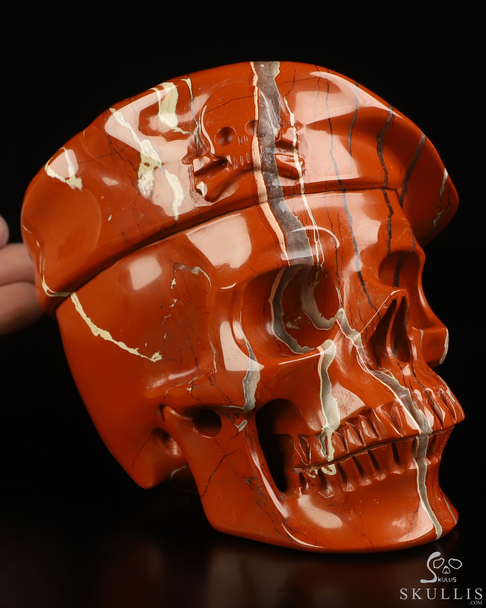 5.5" Red Jasper Hand Carved Beret Crystal Skull Sculpture, Crystal Healing 5.5" Red Jasper Hand Carved Beret Crystal Skull Sculpture, Crystal Healing