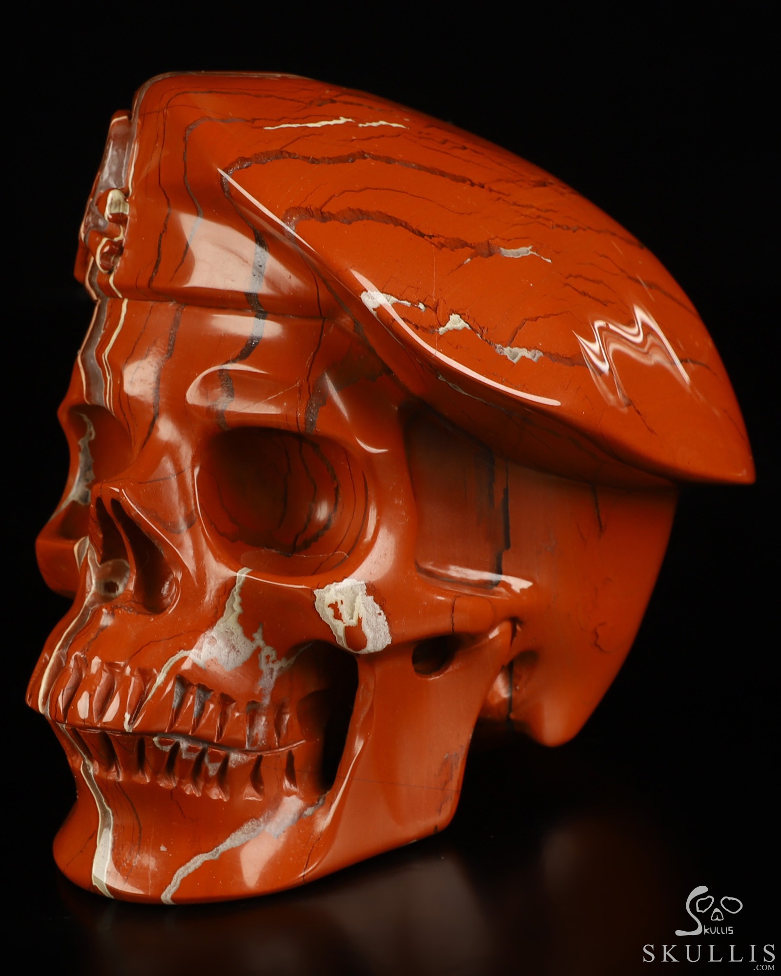 5.5" Red Jasper Hand Carved Beret Crystal Skull Sculpture, Crystal Healing 5.5" Red Jasper Hand Carved Beret Crystal Skull Sculpture, Crystal Healing