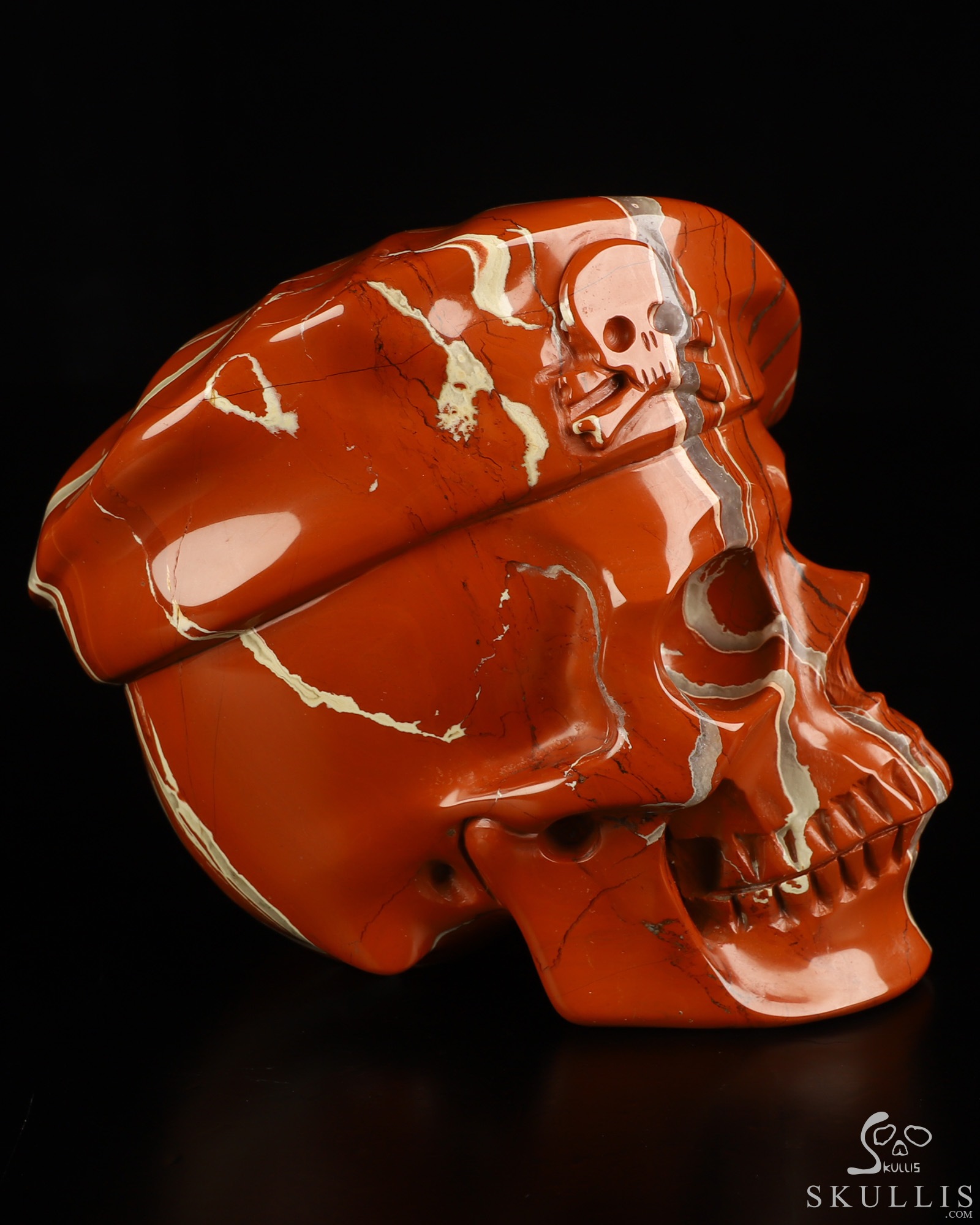 5.5" Red Jasper Hand Carved Beret Crystal Skull Sculpture, Crystal Healing 5.5" Red Jasper Hand Carved Beret Crystal Skull Sculpture, Crystal Healing