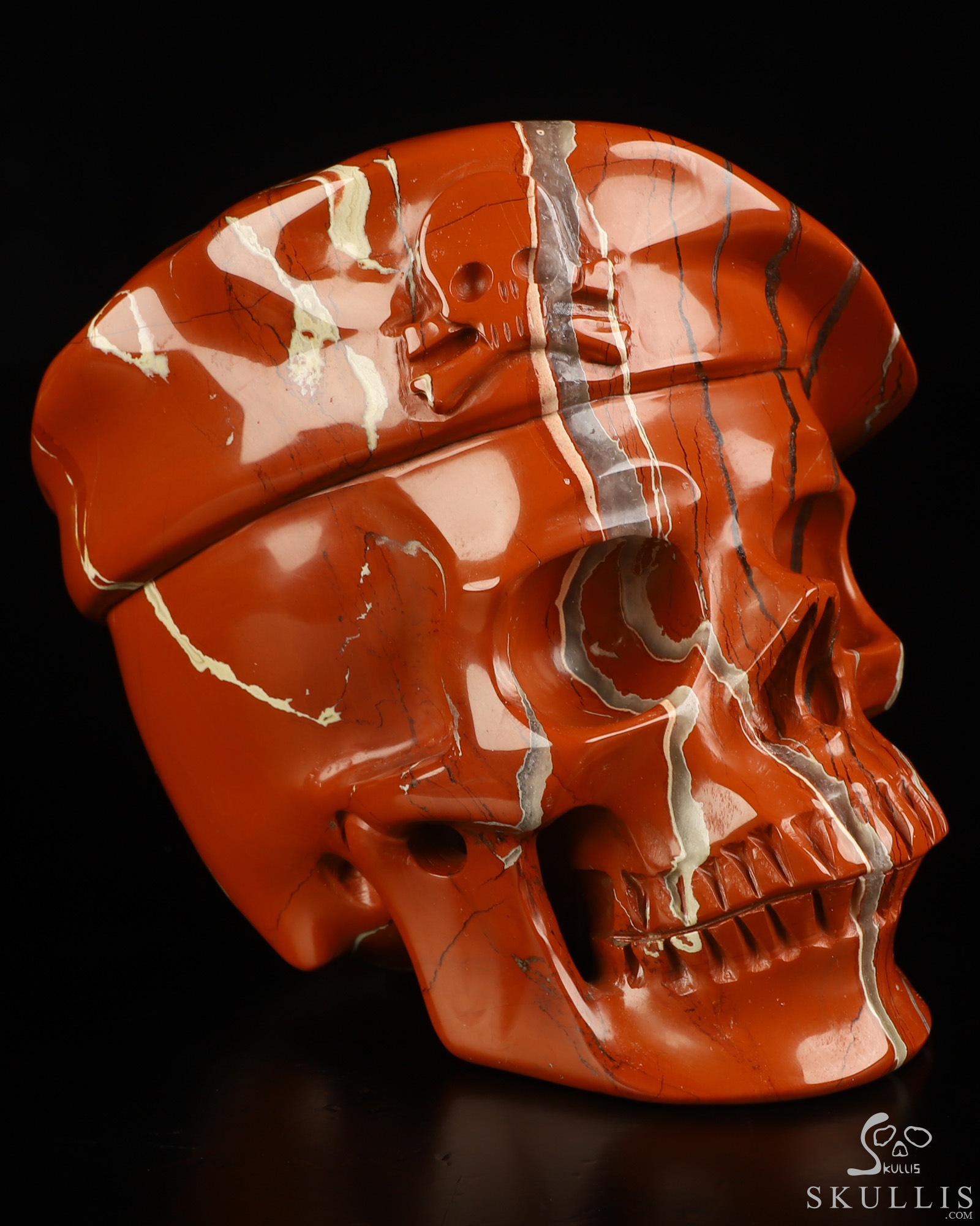 5.5" Red Jasper Hand Carved Beret Crystal Skull Sculpture, Crystal Healing 5.5" Red Jasper Hand Carved Beret Crystal Skull Sculpture, Crystal Healing