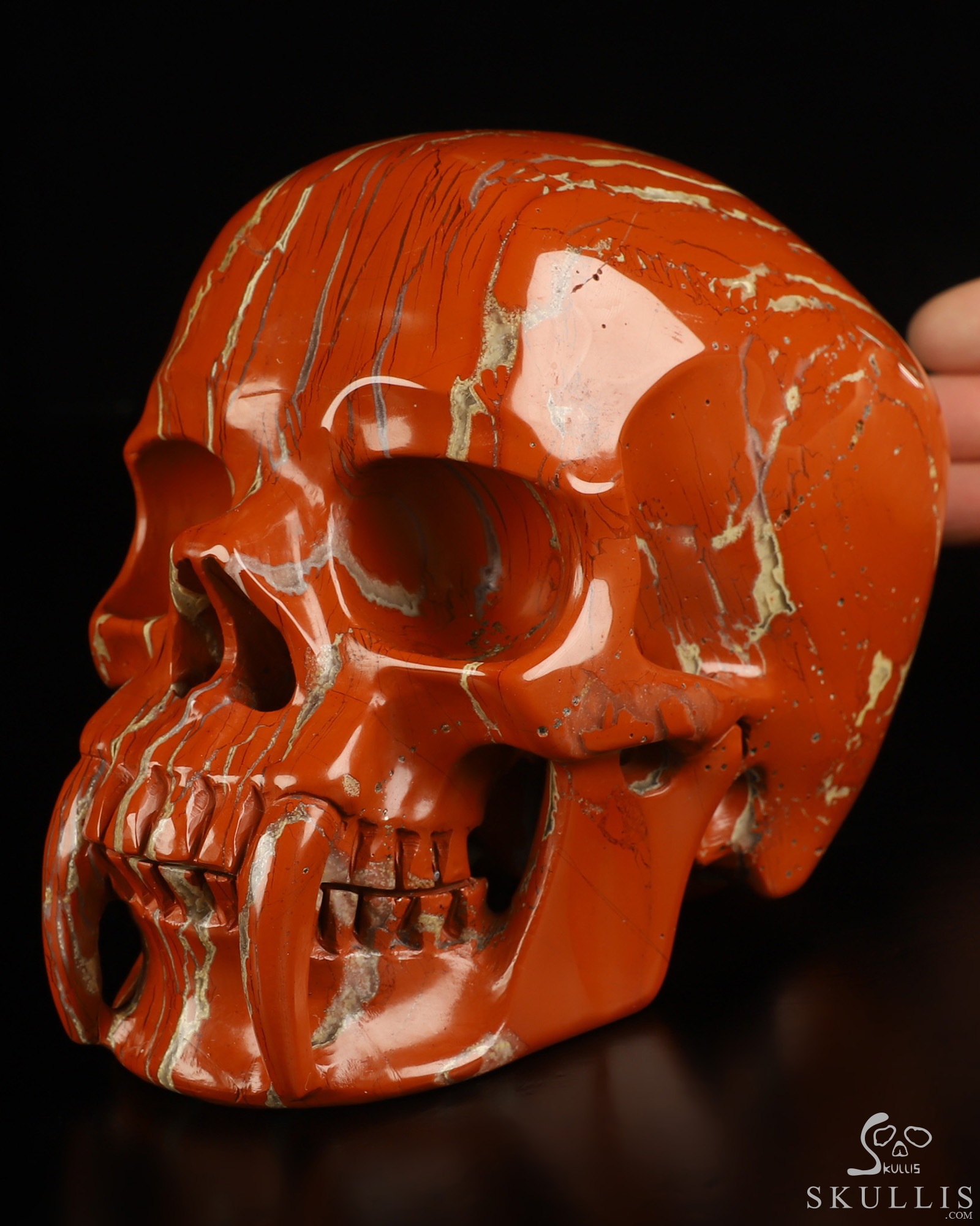 6.1" Red Jasper Hand Carved Vampire Crystal Skull Fine Art Sculpture, Crystal Healing 6.1" Red Jasper Hand Carved Vampire Crystal Skull Fine Art Sculpture, Crystal Healing