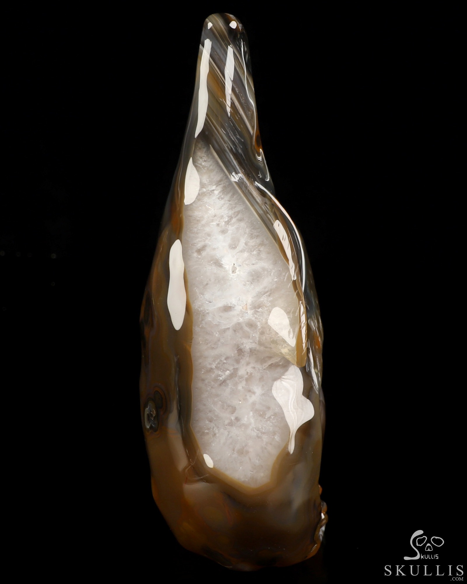 7.8" Premium Brazilian Agate Hand Carved Crystal Skull and Wolf Fine Art Sculpture, Crystal Healing 7.8" Premium Brazilian Agate Hand Carved Crystal Skull and Wolf Fine Art Sculpture, Crystal Healing