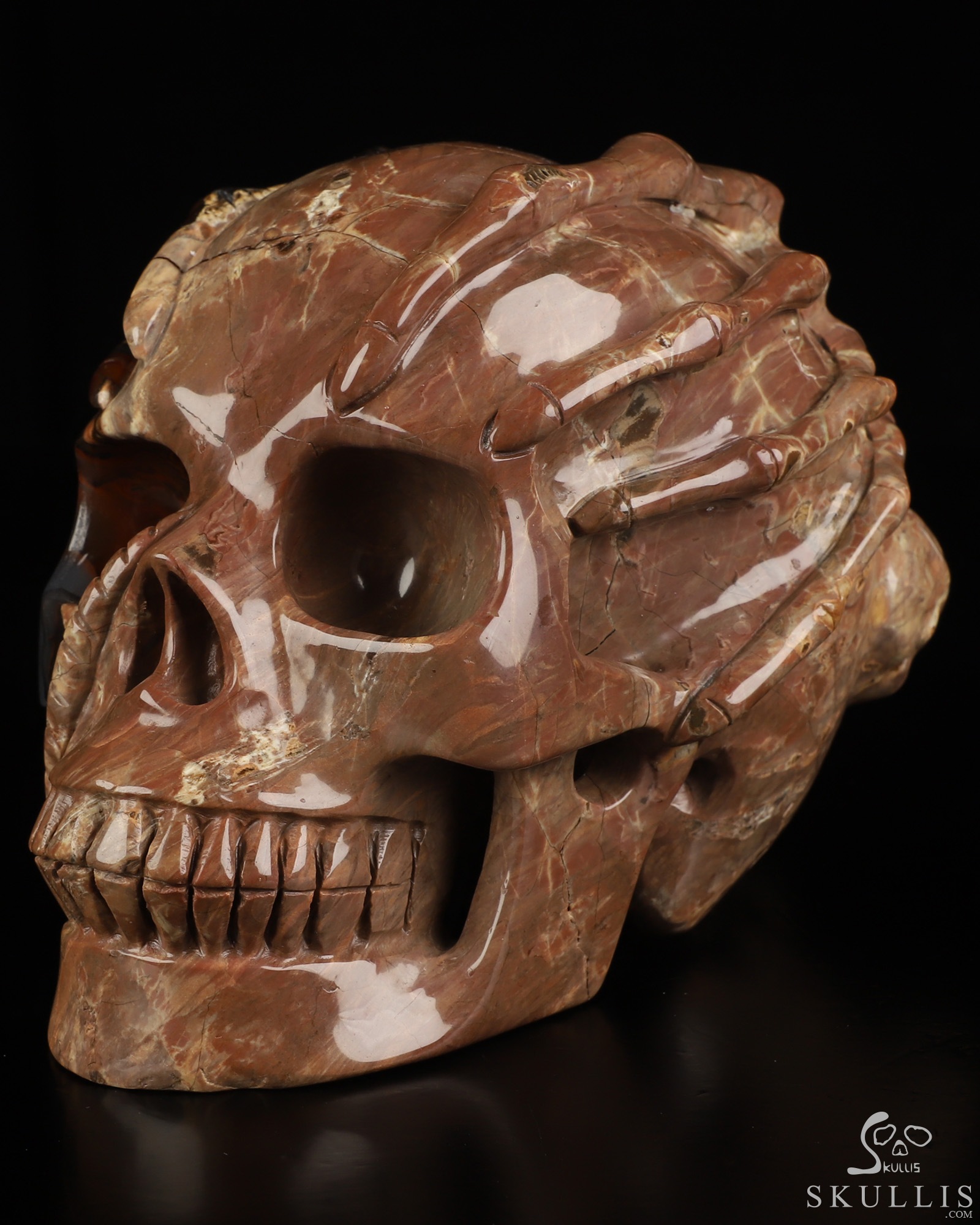 6.6" Dinosaur Egg Agate Hand Carved Crystal Skull and Facehugger Sculpture, Crystal Healing 6.6" Dinosaur Egg Agate Hand Carved Crystal Skull and Facehugger Sculpture, Crystal Healing