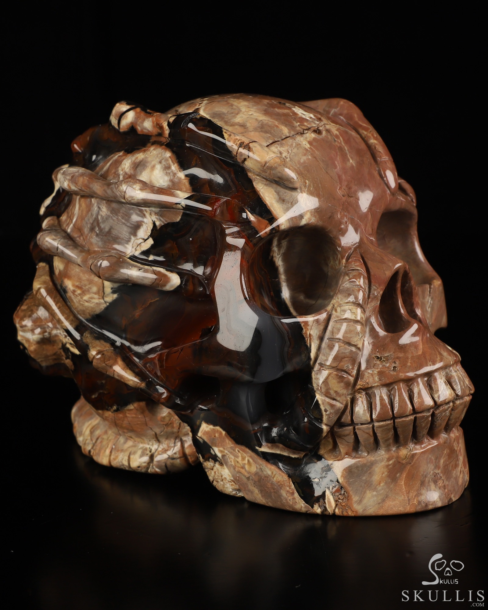 6.6" Dinosaur Egg Agate Hand Carved Crystal Skull and Facehugger Sculpture, Crystal Healing 6.6" Dinosaur Egg Agate Hand Carved Crystal Skull and Facehugger Sculpture, Crystal Healing