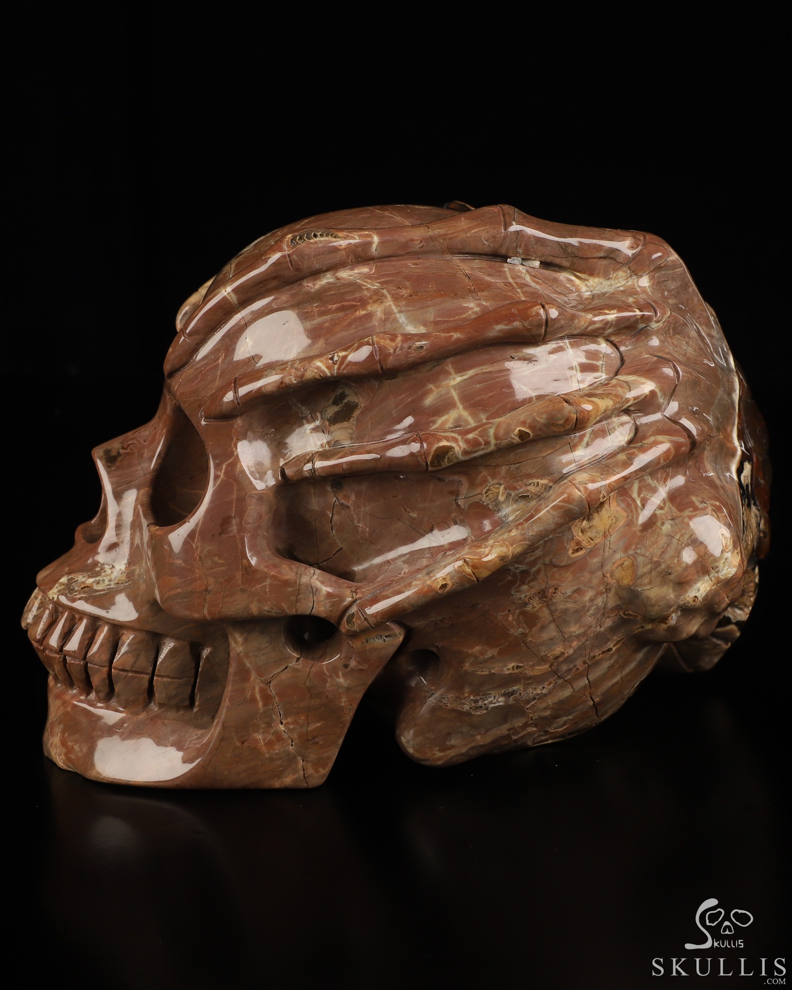 6.6" Dinosaur Egg Agate Hand Carved Crystal Skull and Facehugger Sculpture, Crystal Healing 6.6" Dinosaur Egg Agate Hand Carved Crystal Skull and Facehugger Sculpture, Crystal Healing